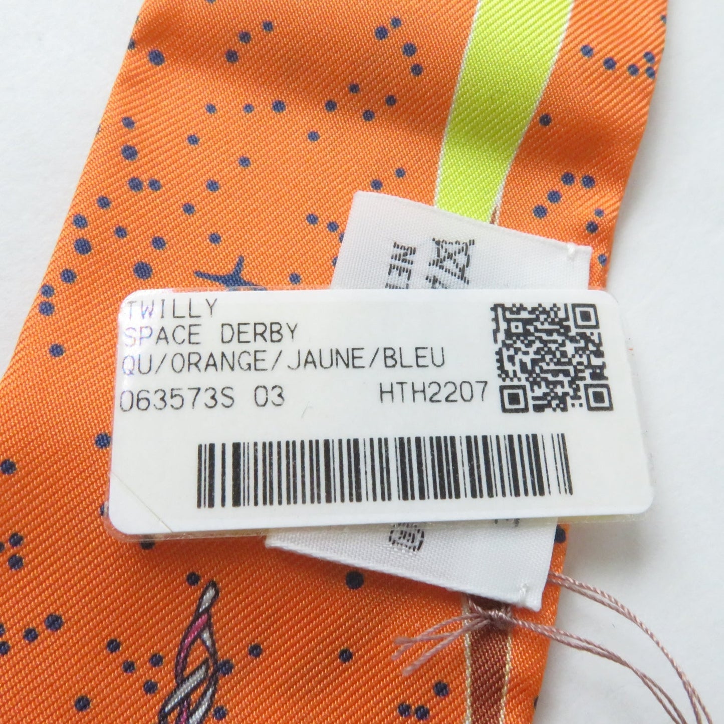 HERMES scarf Main: 100% silk ORANGE/JAUNE/BLEU SPACE DERBY Twilly Women Used