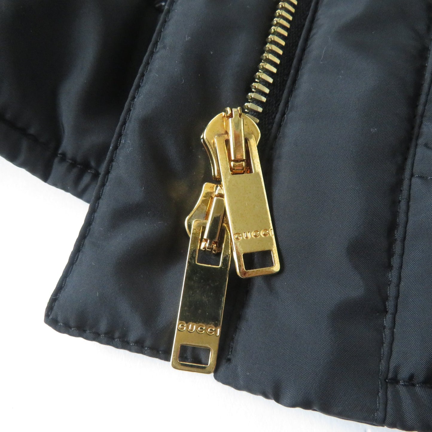 GUCCI Down jacket Outer: 100% polyester, Part: Leather, Lining: 100% polyamide (nylon), Filling: 90% down, Filling: 10% feather black Women 38 Used