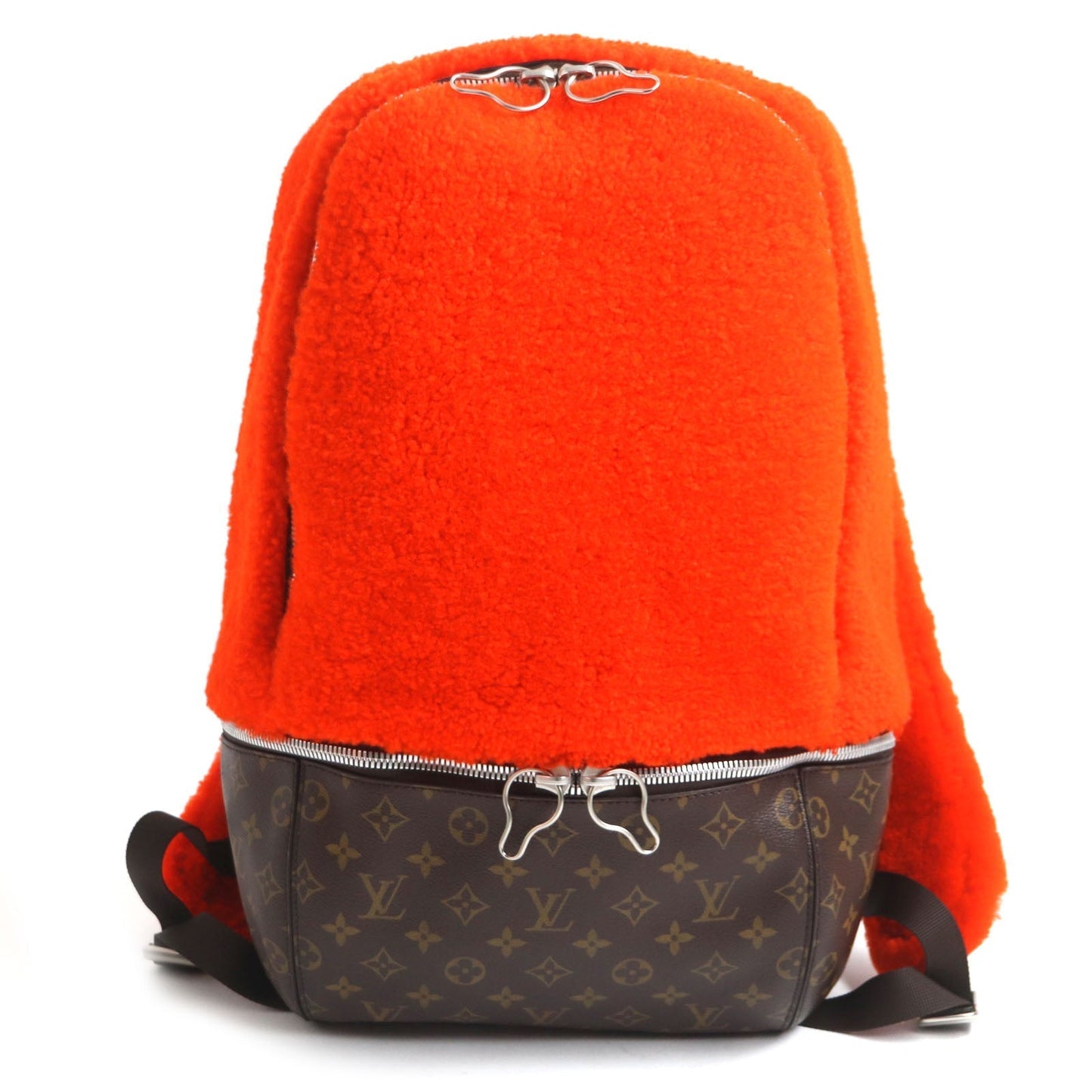 LOUIS VUITTON Backpack M40277 Monogram canvas x fleece/sheepskin Orange Monogram 2014 Celebrating Monogram Sac a do Bosphore mens Used