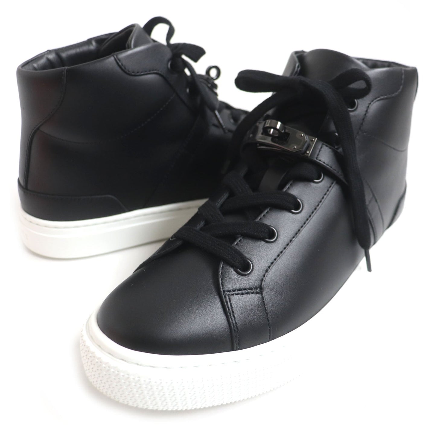HERMES High cut sneakers Main: Leather black Daydream mens 39.5 Used