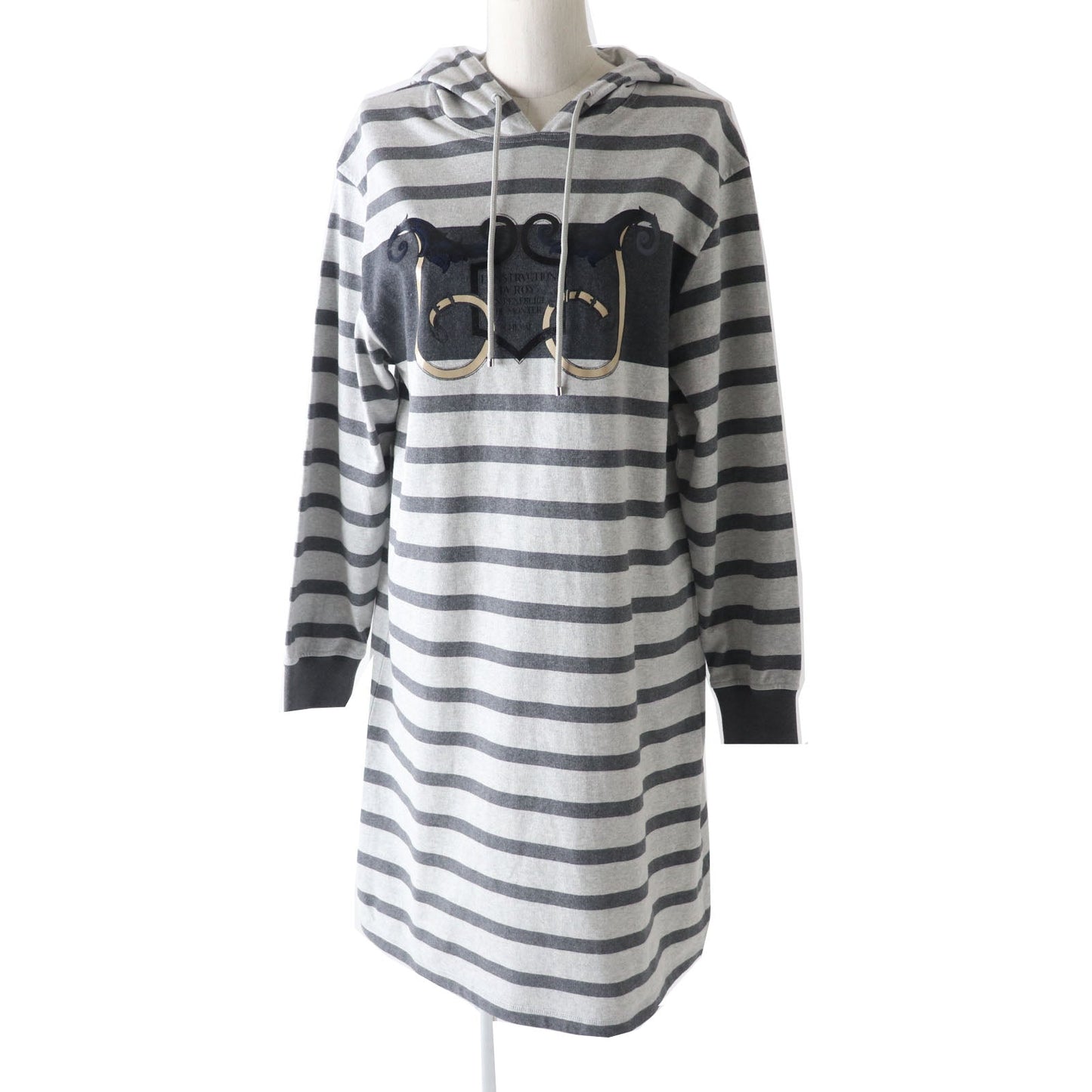 HERMES one piece cotton Gray Border Pattern L'Instruction du Roy 34