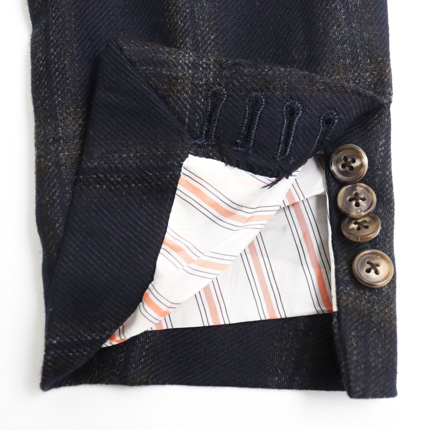 HERMES tailored jacket Outer: 100% cashmere, Lining: 100% cupra Navy brown mens 48 Used
