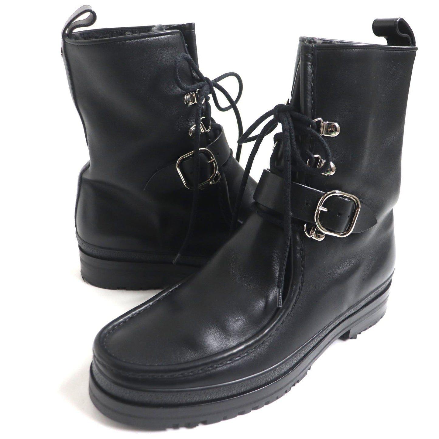 HERMES boots Main: Leather black mens 39.5 Used
