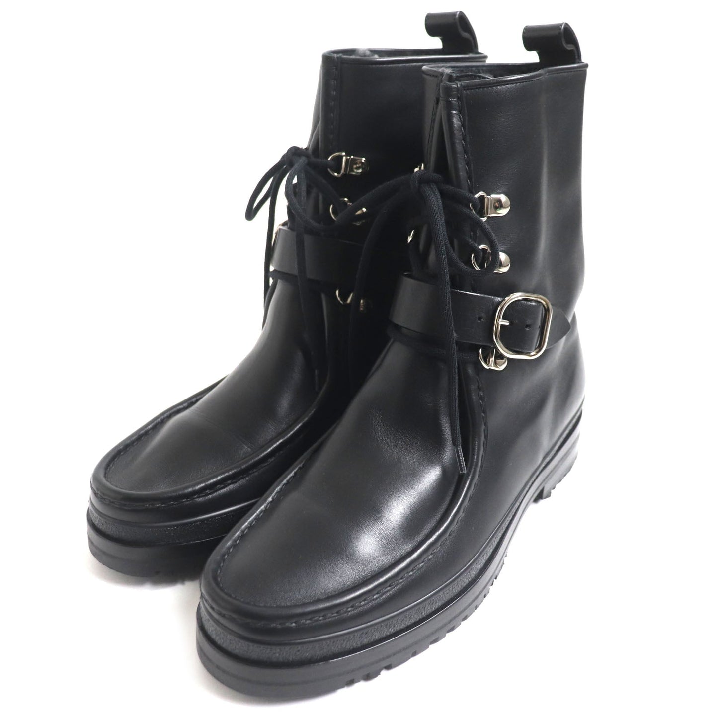 HERMES boots Main: Leather black mens 39.5 Used