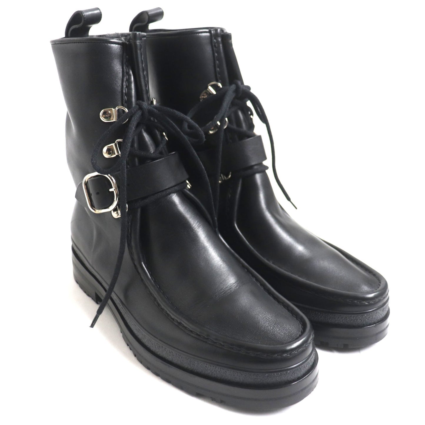 HERMES boots Main: Leather black mens 39.5 Used