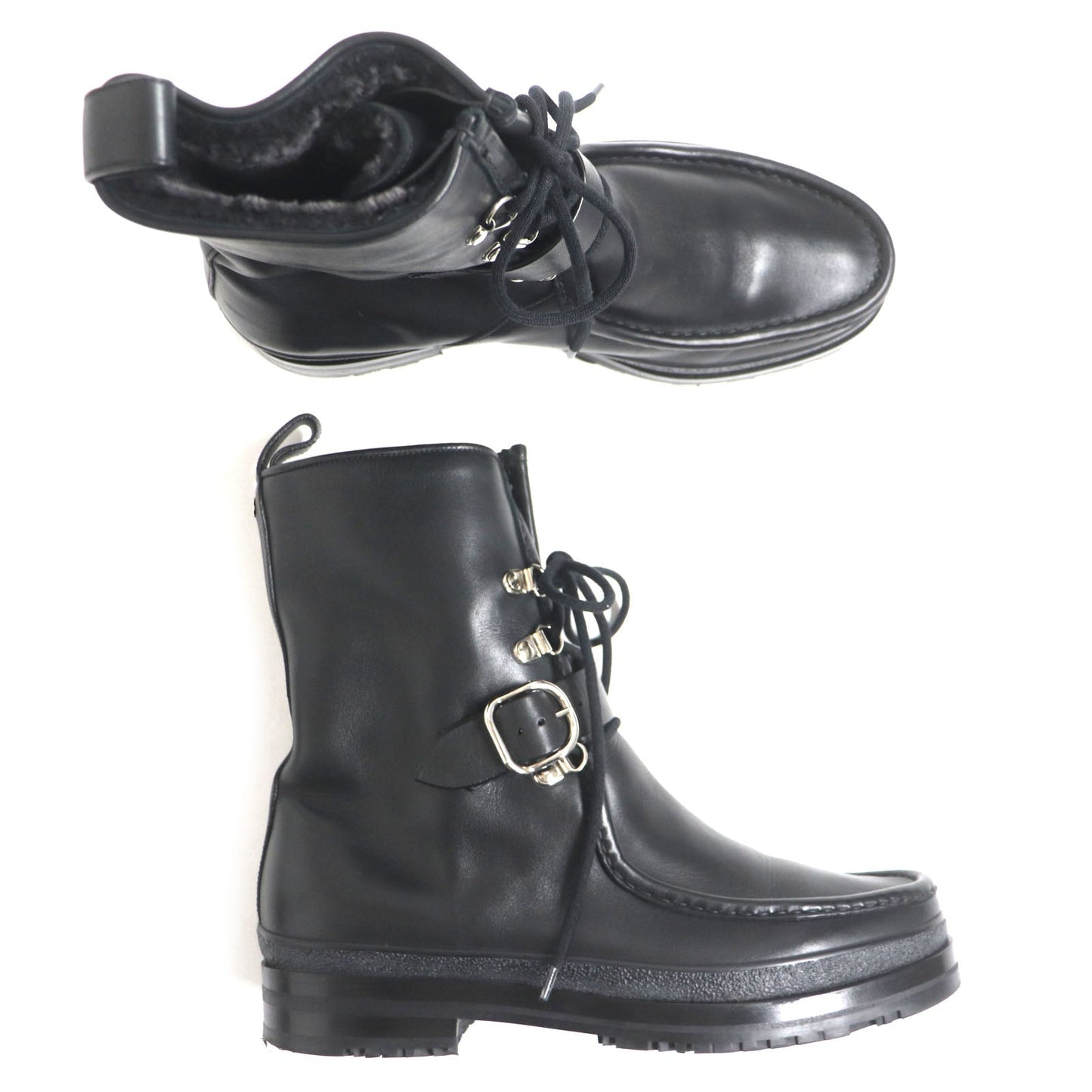 HERMES boots Main: Leather black mens 39.5 Used