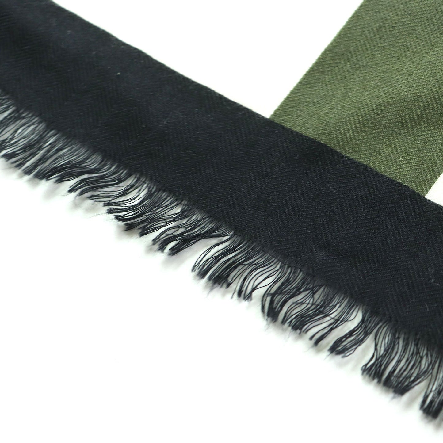 HERMES shawl cashmere Black White Khaki
