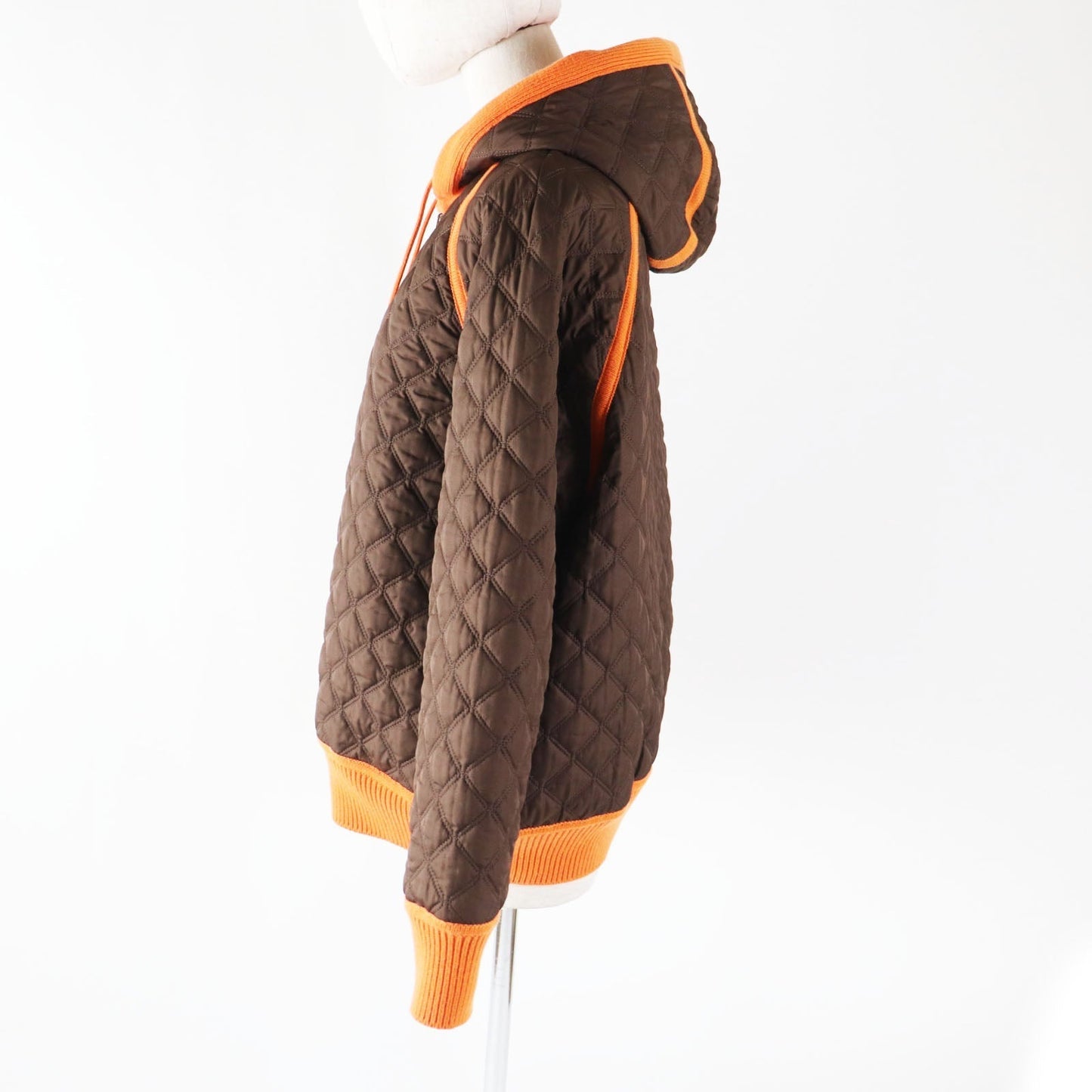 HERMES Down jacket Outer: 100% wool, Filling: 90% down, Filling: 10% feather, Lining: 100% polyester Orange Women 40 Used