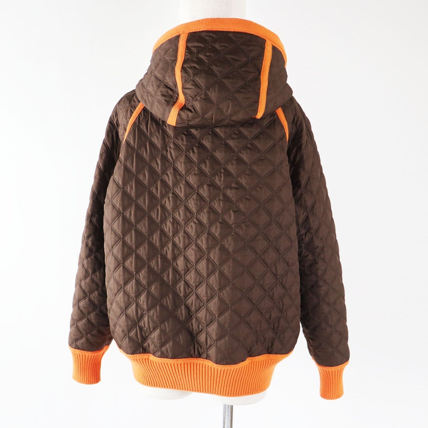 HERMES Down jacket Outer: 100% wool, Filling: 90% down, Filling: 10% feather, Lining: 100% polyester Orange Women 40 Used