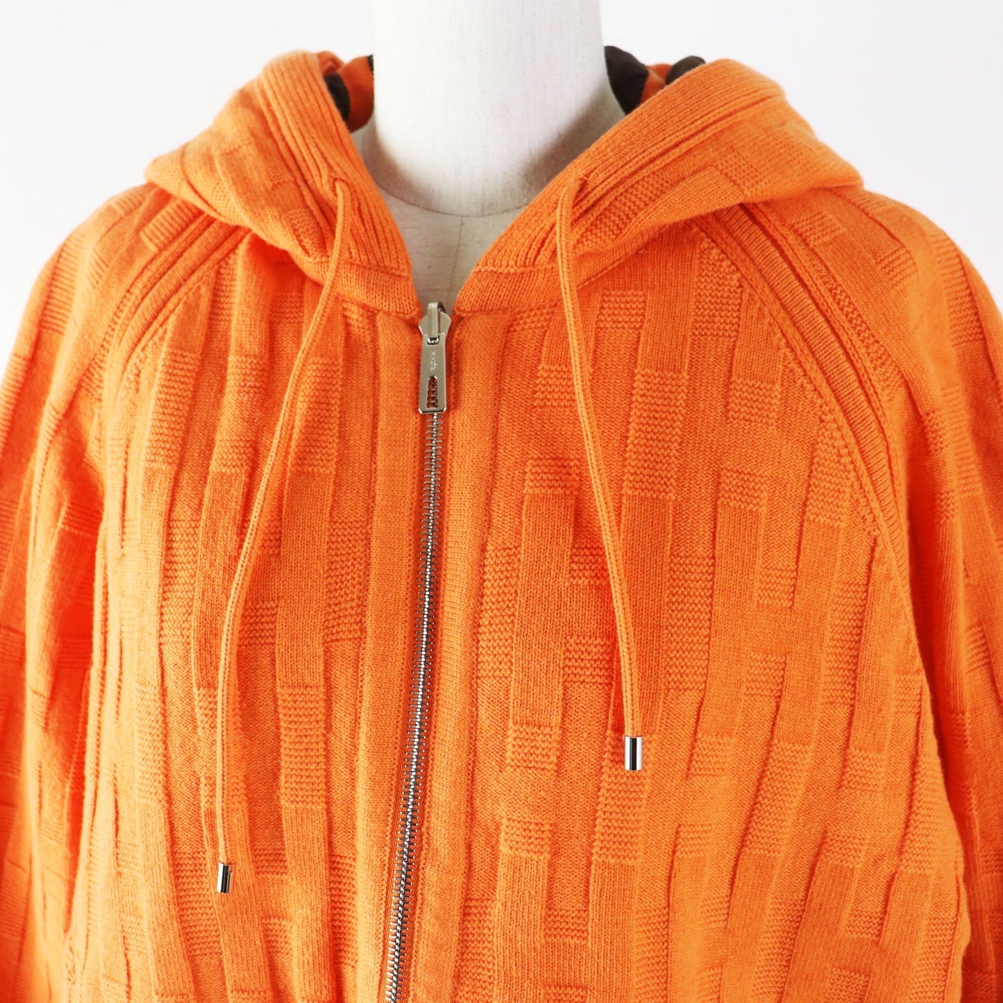 HERMES Down jacket Outer: 100% wool, Filling: 90% down, Filling: 10% feather, Lining: 100% polyester Orange Women 40 Used