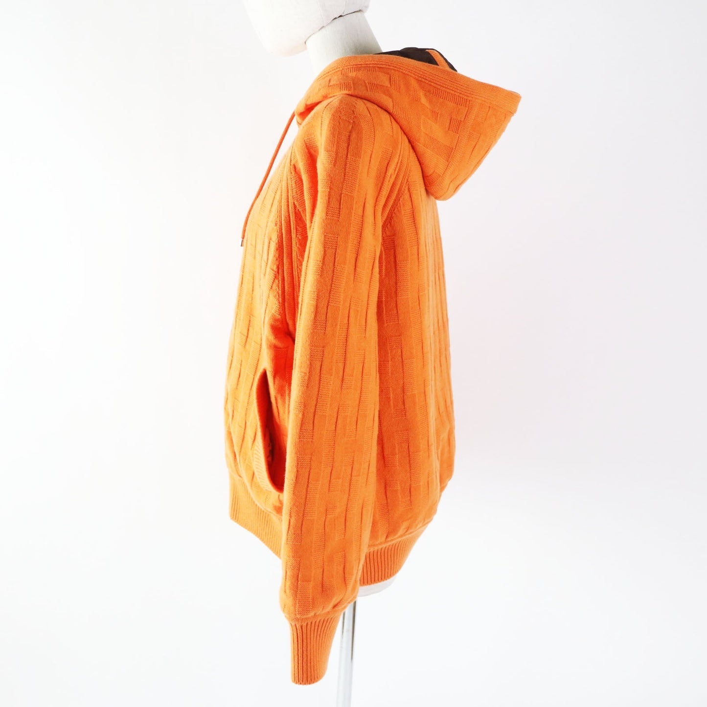 HERMES Down jacket Outer: 100% wool, Filling: 90% down, Filling: 10% feather, Lining: 100% polyester Orange Women 40 Used