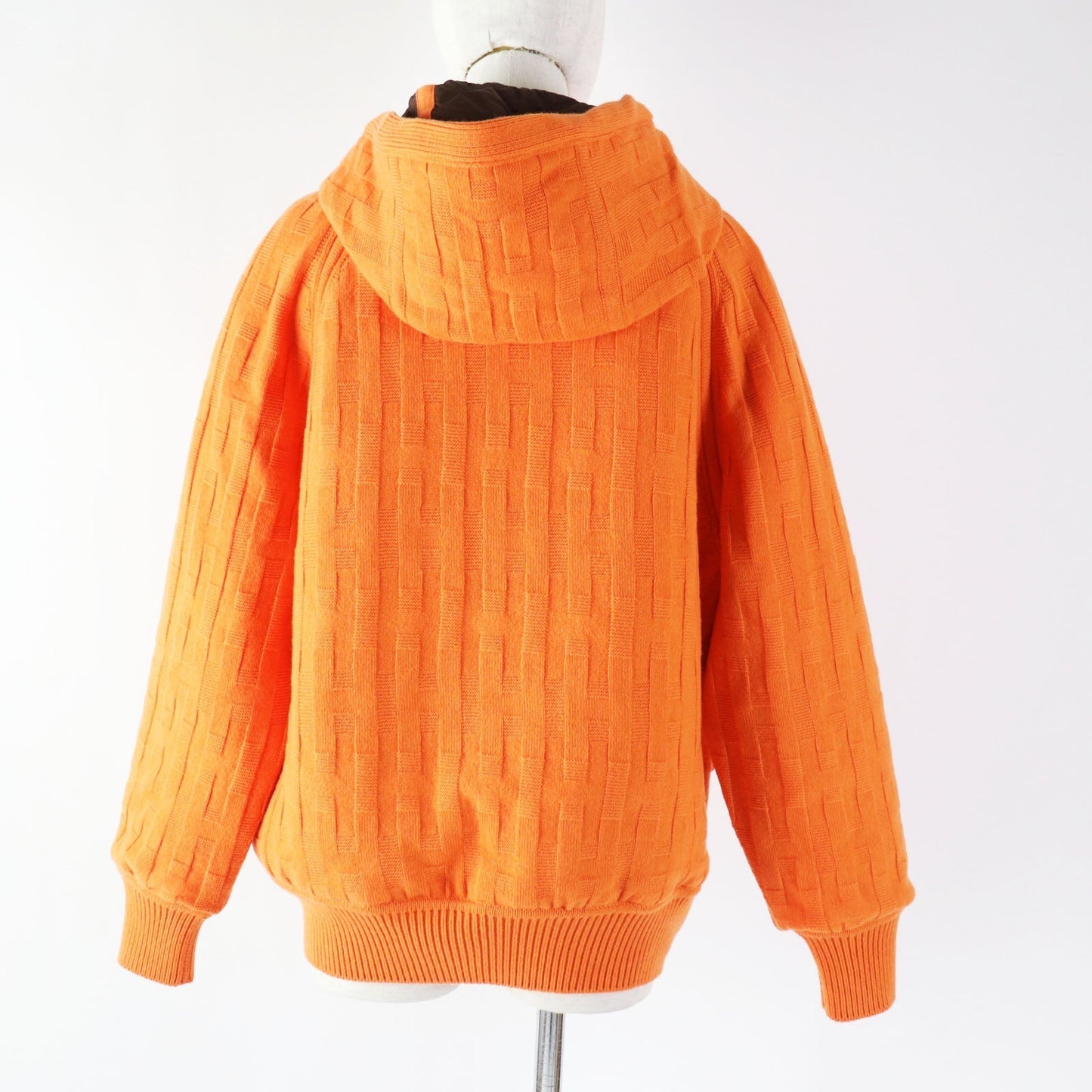 HERMES Down jacket Outer: 100% wool, Filling: 90% down, Filling: 10% feather, Lining: 100% polyester Orange Women 40 Used