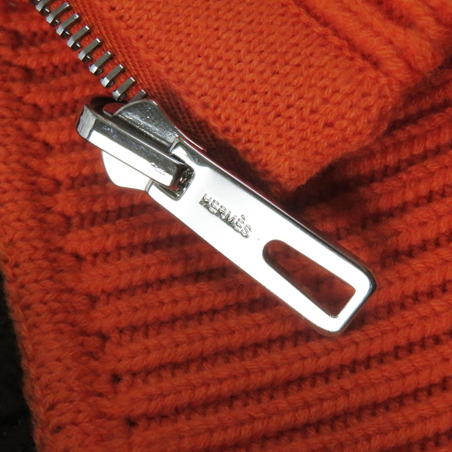 HERMES Down jacket Outer: 100% wool, Filling: 90% down, Filling: 10% feather, Lining: 100% polyester Orange Women 40 Used