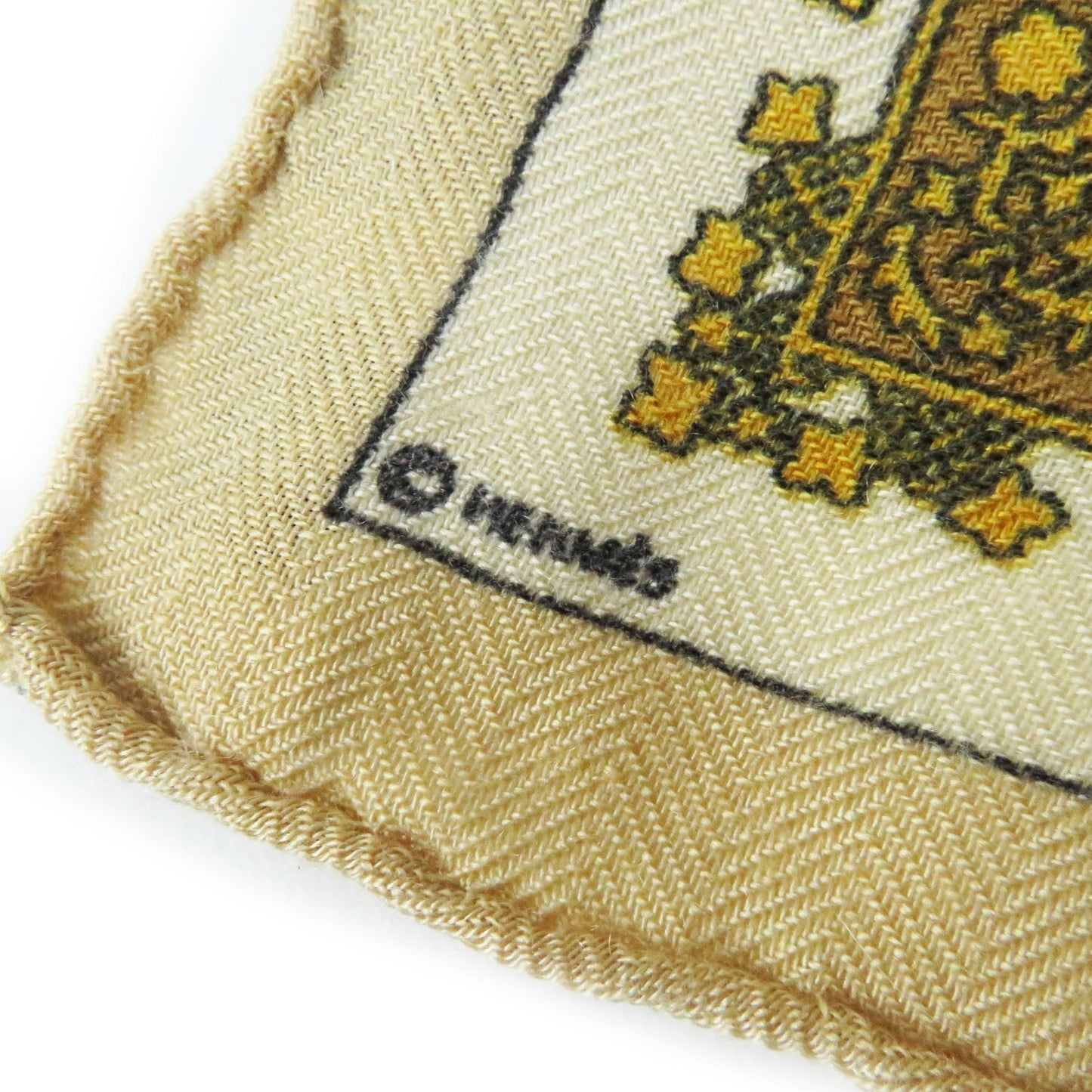 HERMES scarf cashmere Brown type Carre45 Brins d'Or Golden Branches
