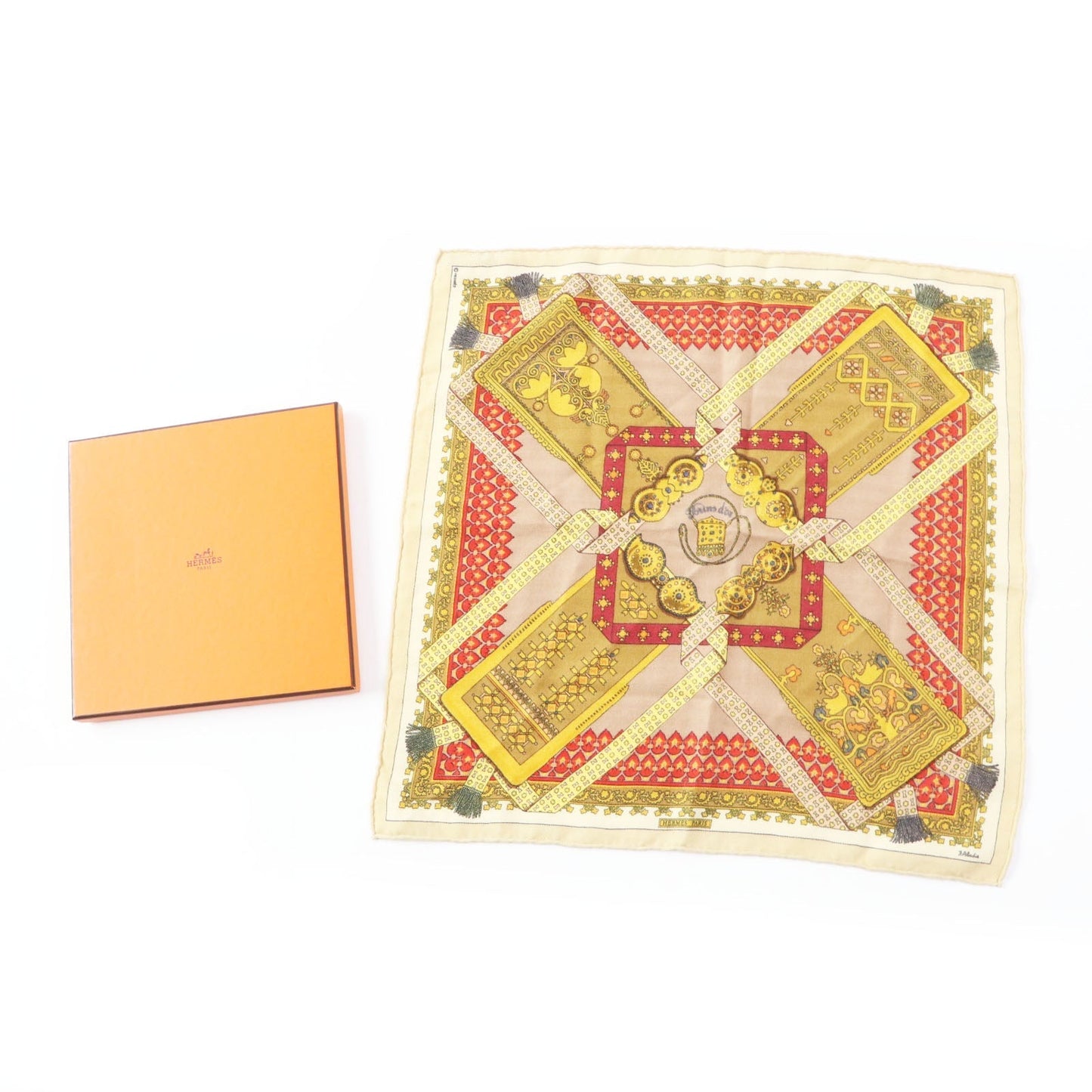 HERMES scarf cashmere Brown type Carre45 Brins d'Or Golden Branches