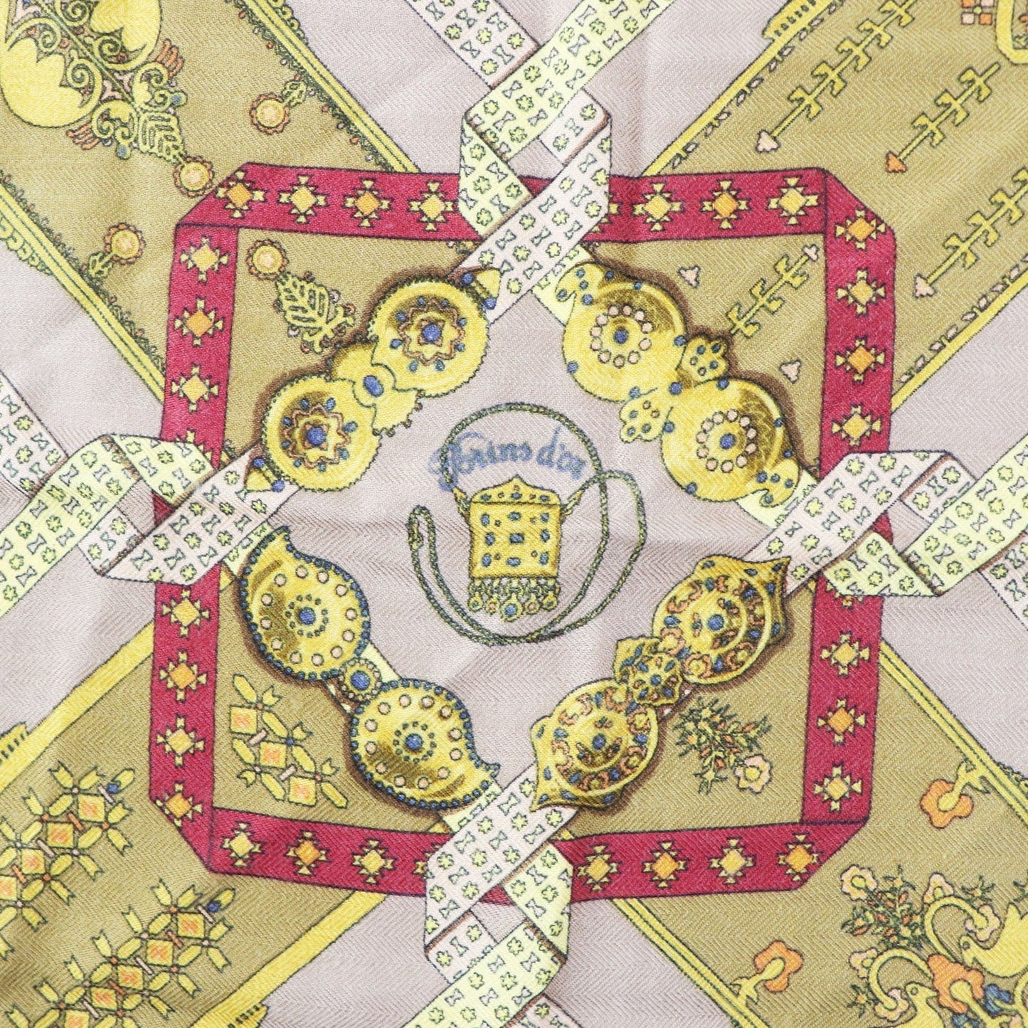 HERMES scarf cashmere Brown type Carre45 Brins d'Or Golden Branches