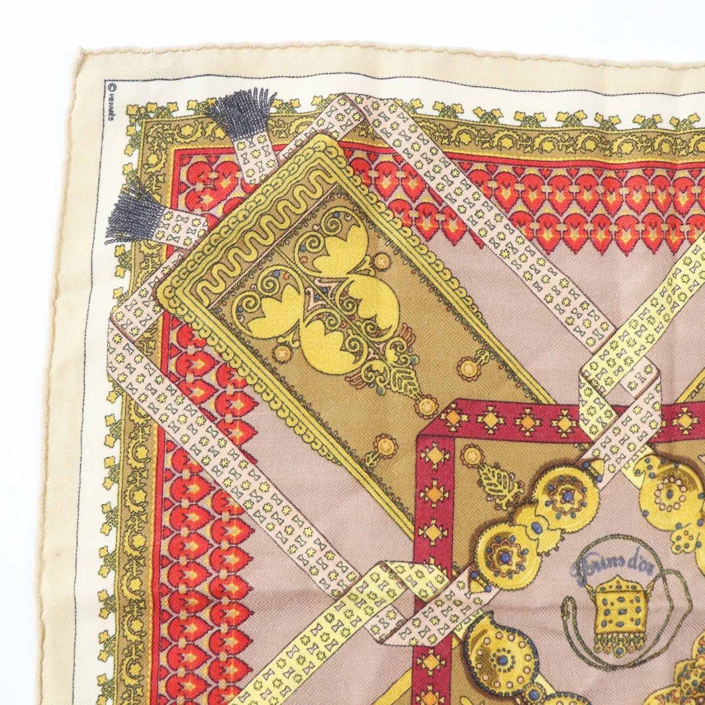 HERMES scarf cashmere Brown type Carre45 Brins d'Or Golden Branches