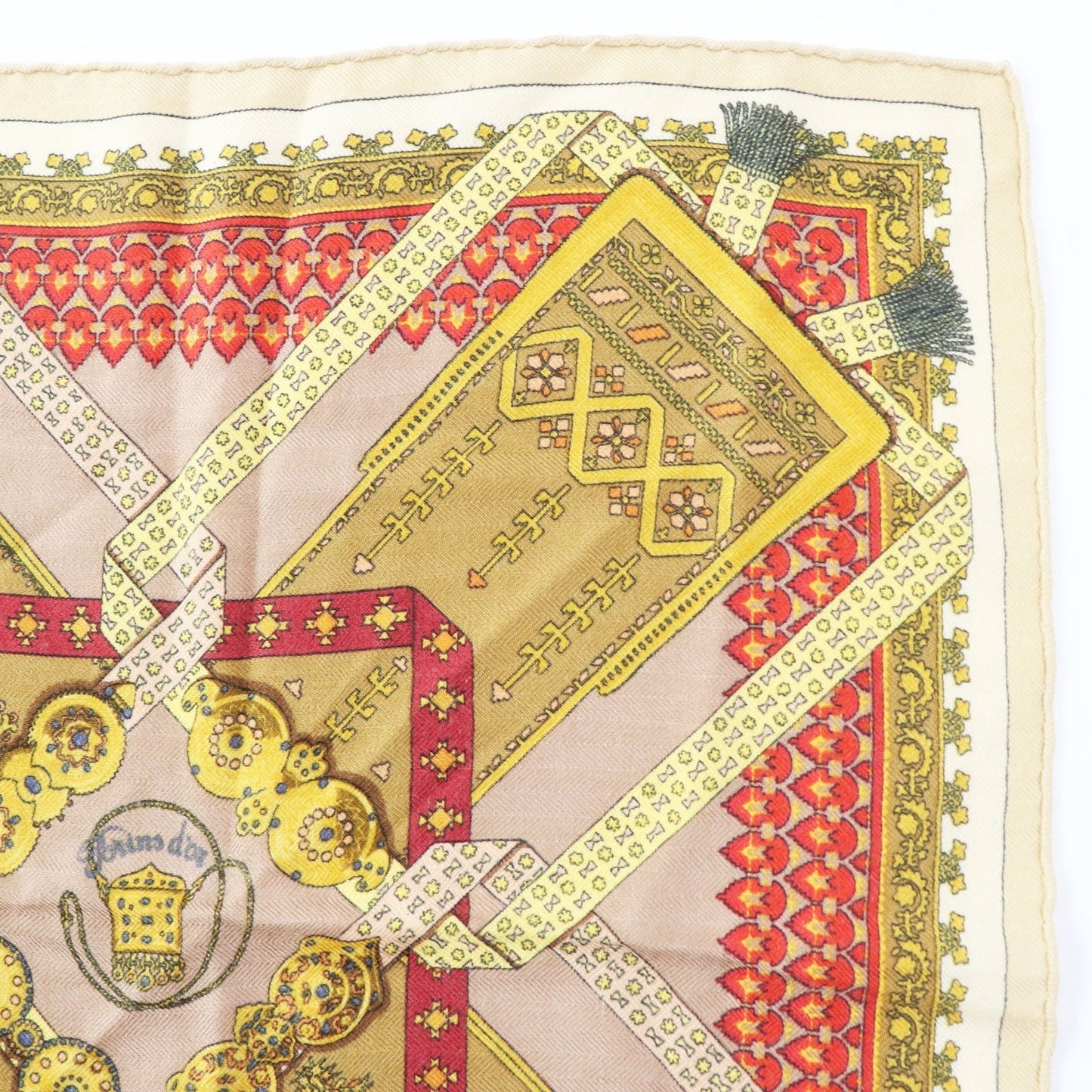 HERMES scarf cashmere Brown type Carre45 Brins d'Or Golden Branches
