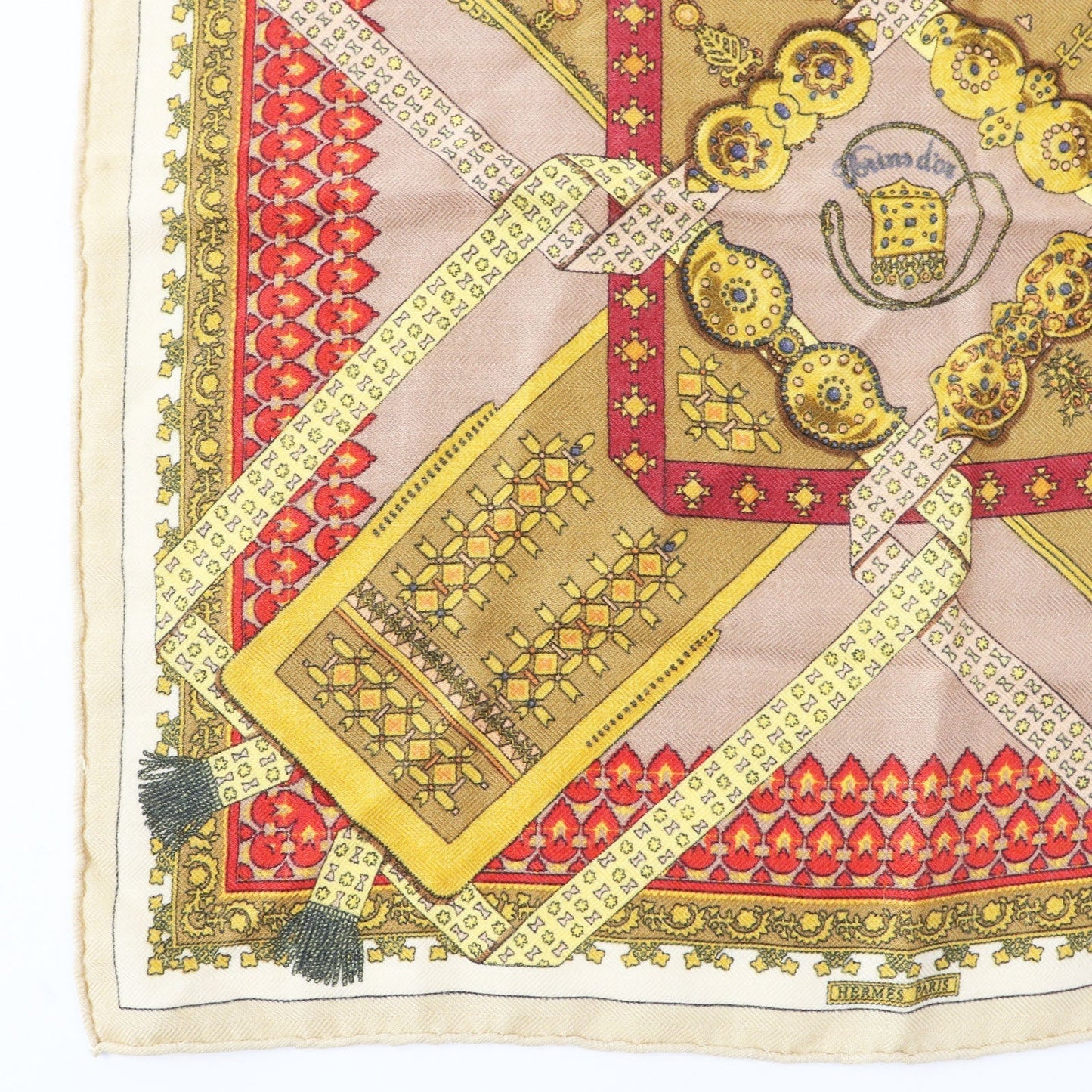 HERMES scarf cashmere Brown type Carre45 Brins d'Or Golden Branches