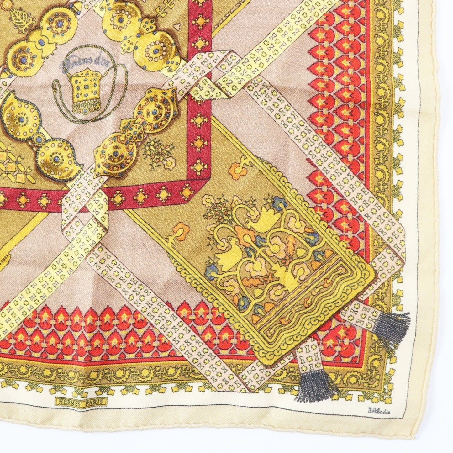 HERMES scarf cashmere Brown type Carre45 Brins d'Or Golden Branches