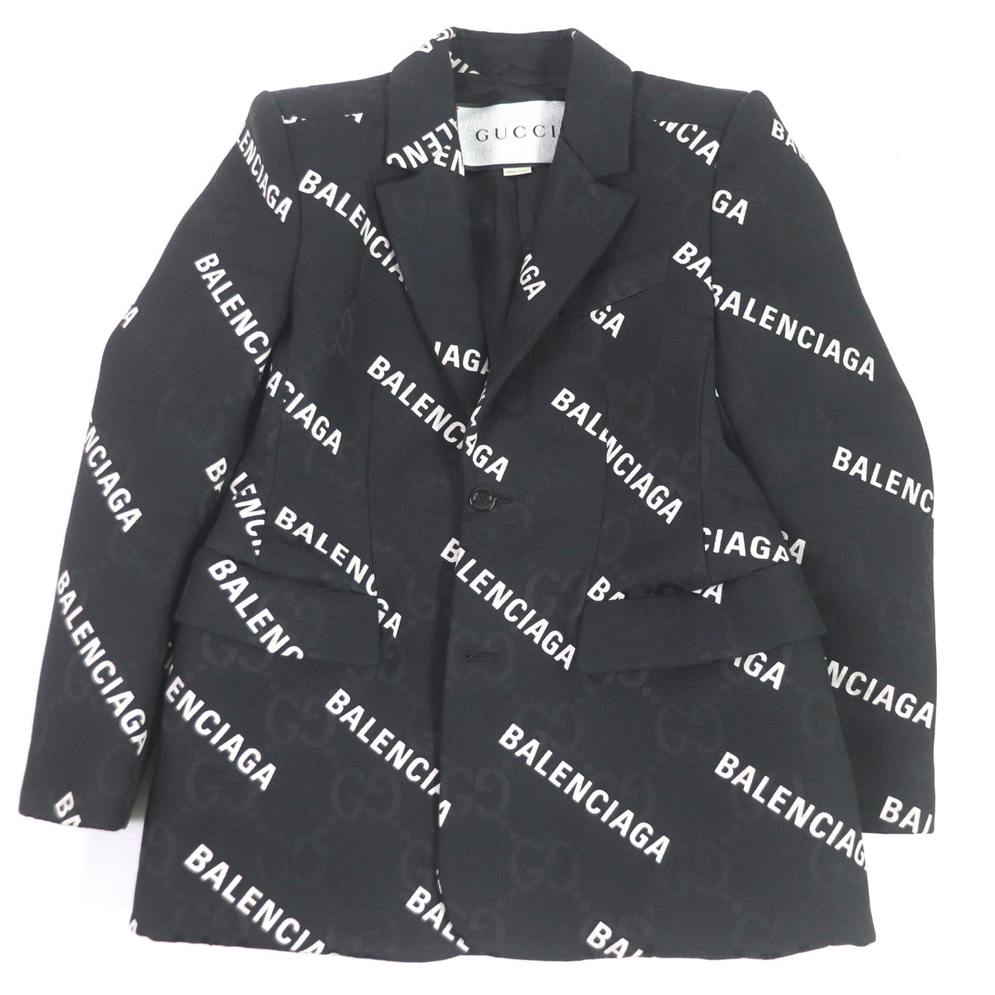 GUCCI tailored jacket 676014 Outer: 70% cotton, Outer: 30% polyester, Lining: 100% rayon black The Hacker Jumbo GG Jacket mens 48 Used