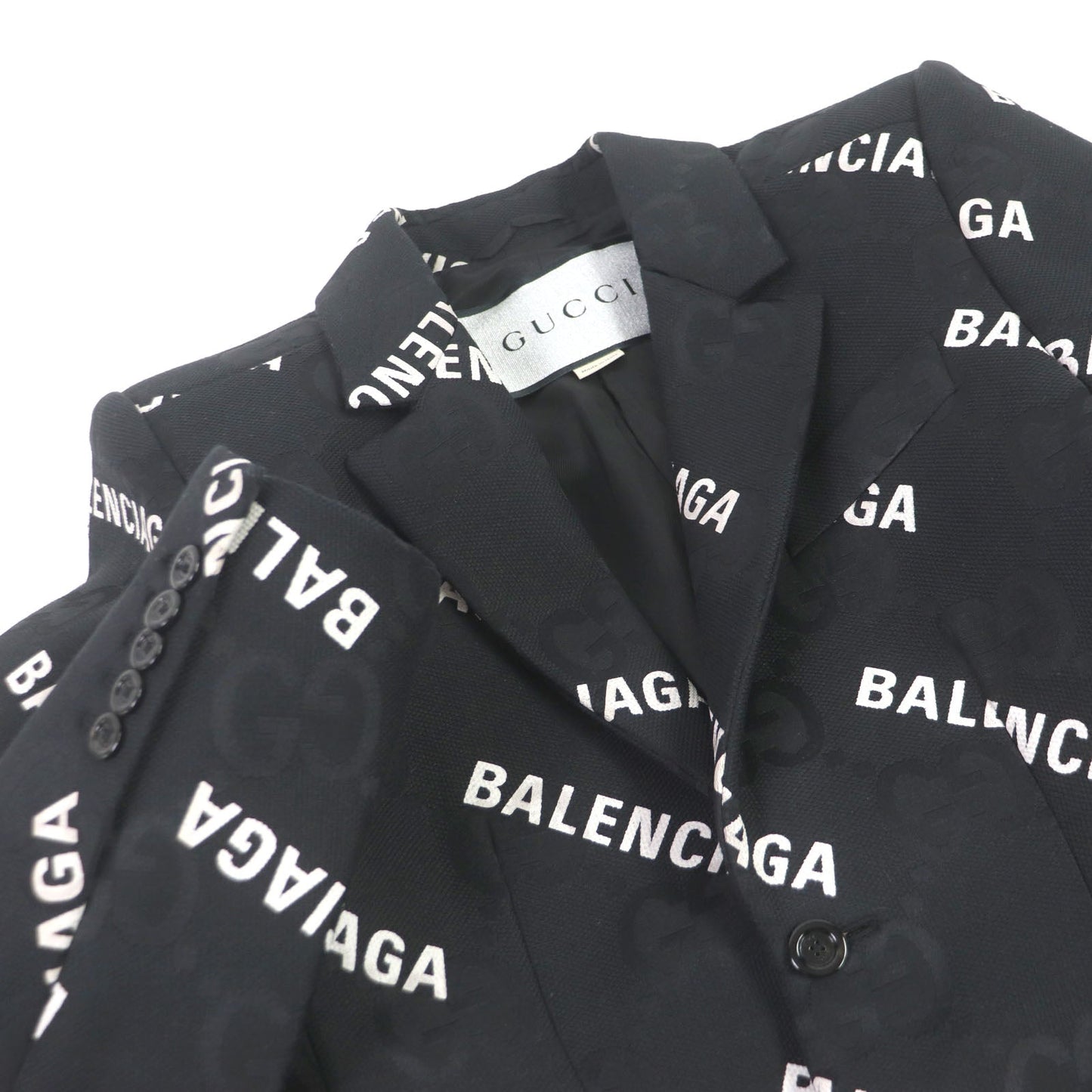 GUCCI tailored jacket 676014 Outer: 70% cotton, Outer: 30% polyester, Lining: 100% rayon black The Hacker Jumbo GG Jacket mens 48 Used