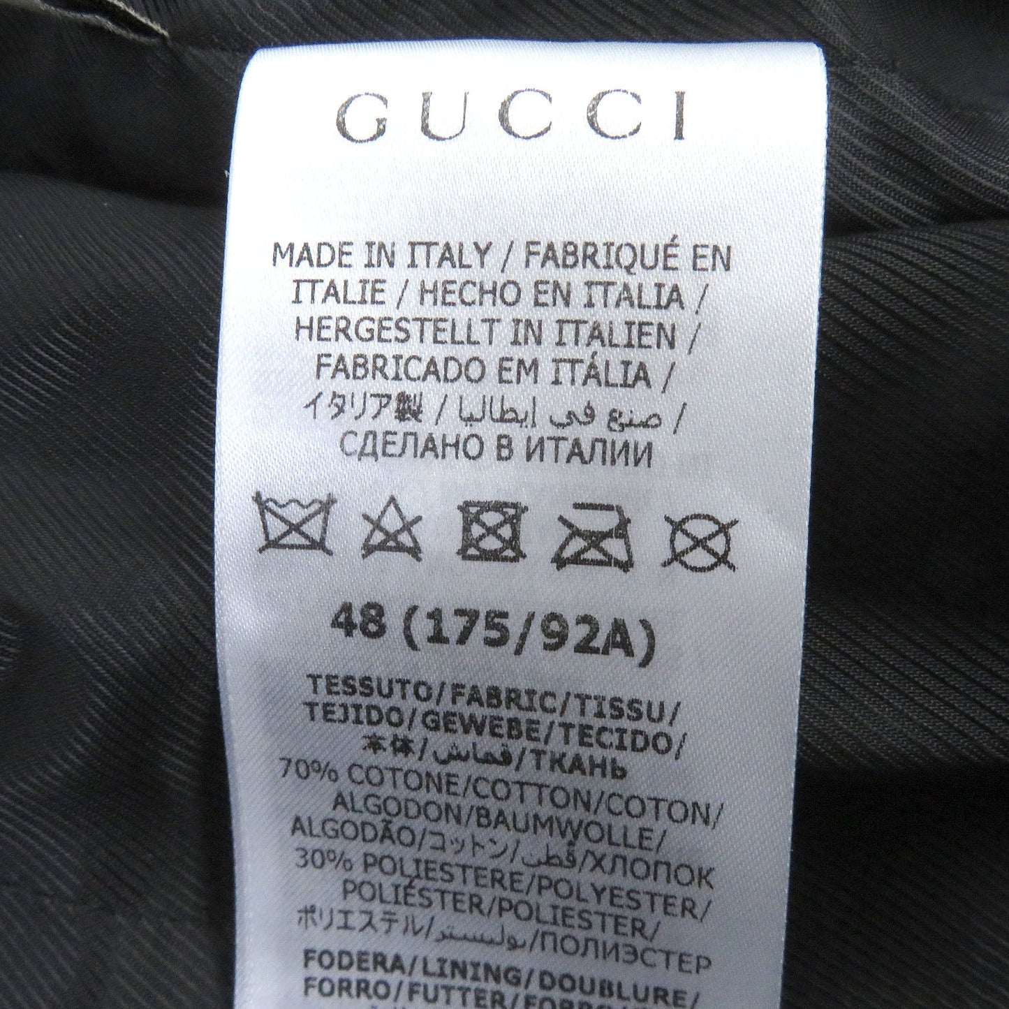 GUCCI tailored jacket 676014 Outer: 70% cotton, Outer: 30% polyester, Lining: 100% rayon black The Hacker Jumbo GG Jacket mens 48 Used