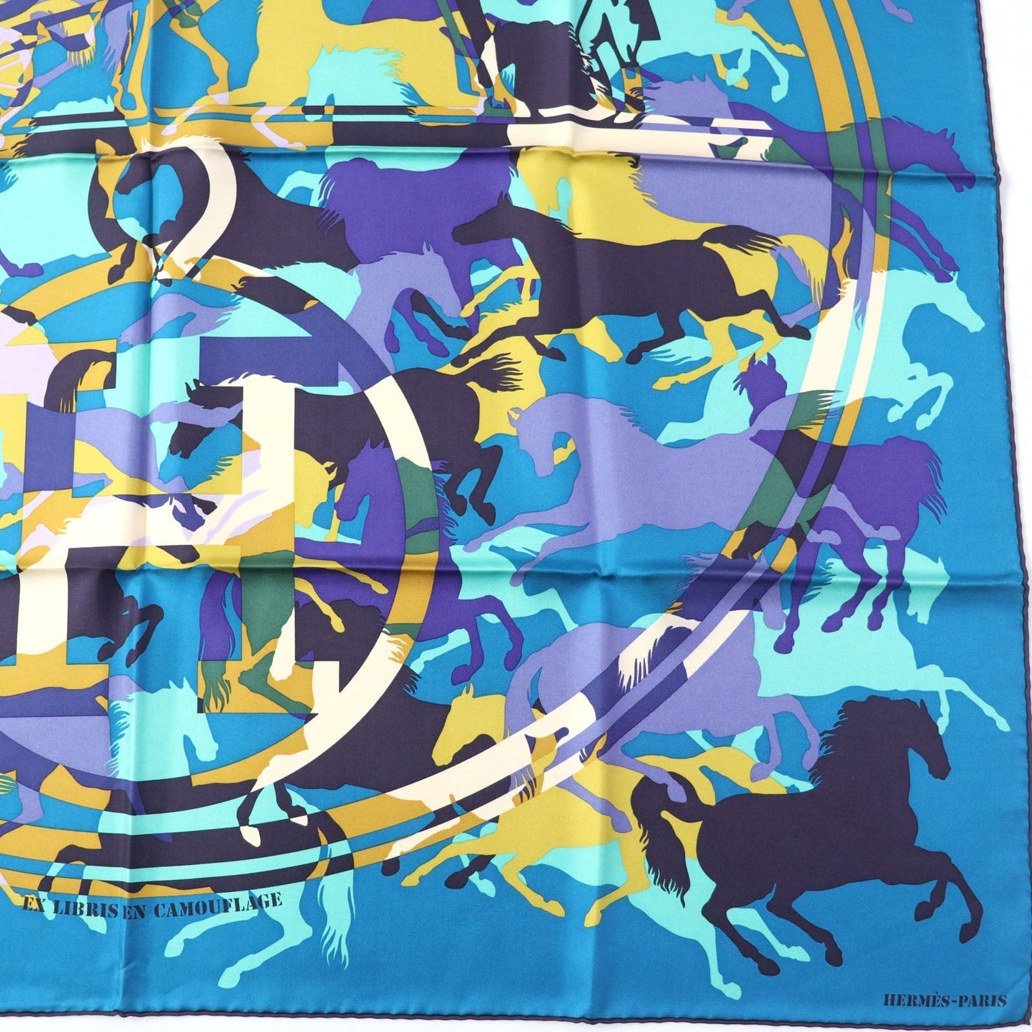 HERMES scarf Main: 100% silk CANARD/TURQUOISE/VIOLET Bookplate Carre90 Women Used
