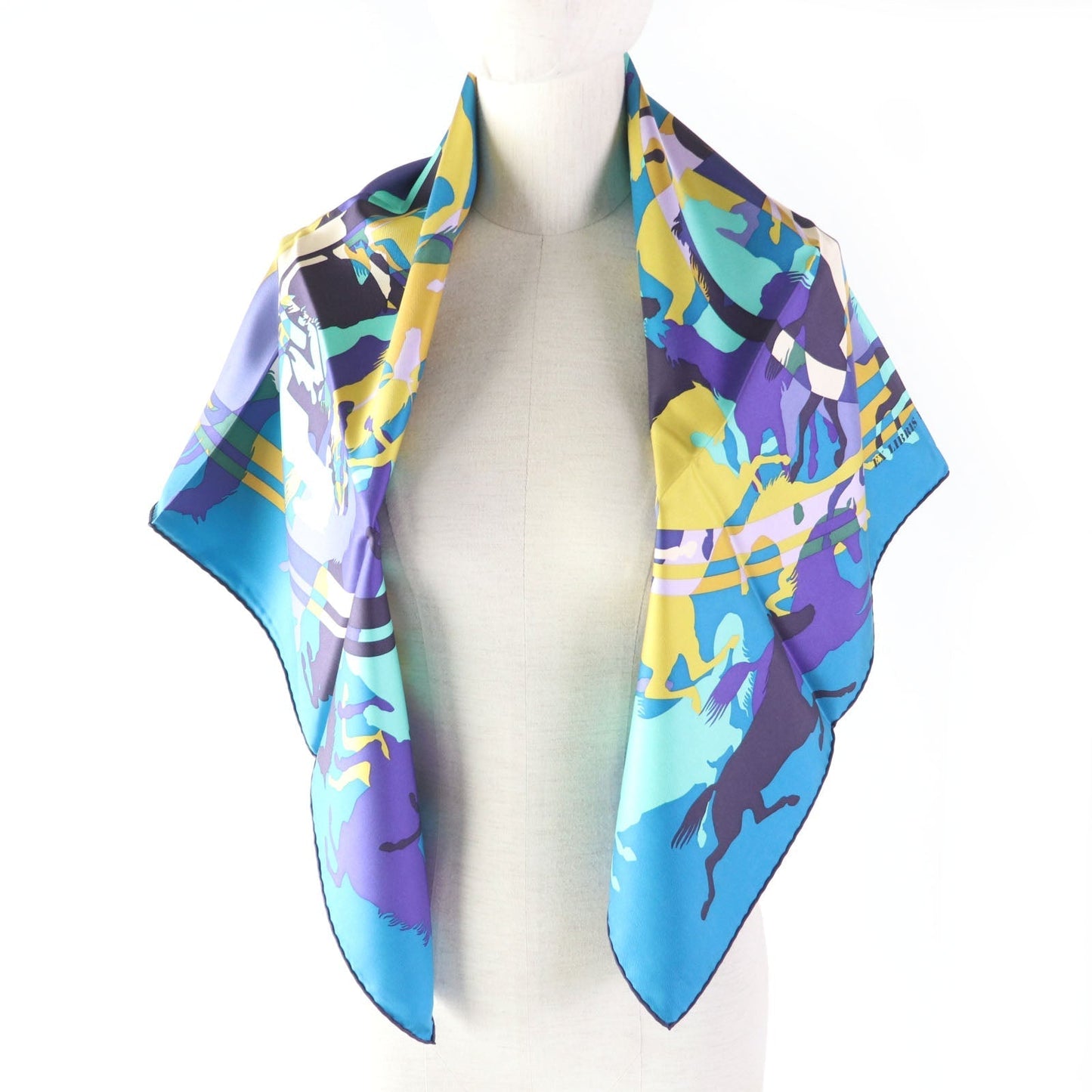 HERMES scarf Main: 100% silk CANARD/TURQUOISE/VIOLET Bookplate Carre90 Women Used