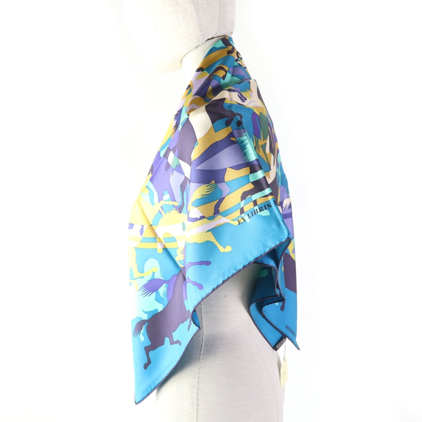 HERMES scarf Main: 100% silk CANARD/TURQUOISE/VIOLET Bookplate Carre90 Women Used