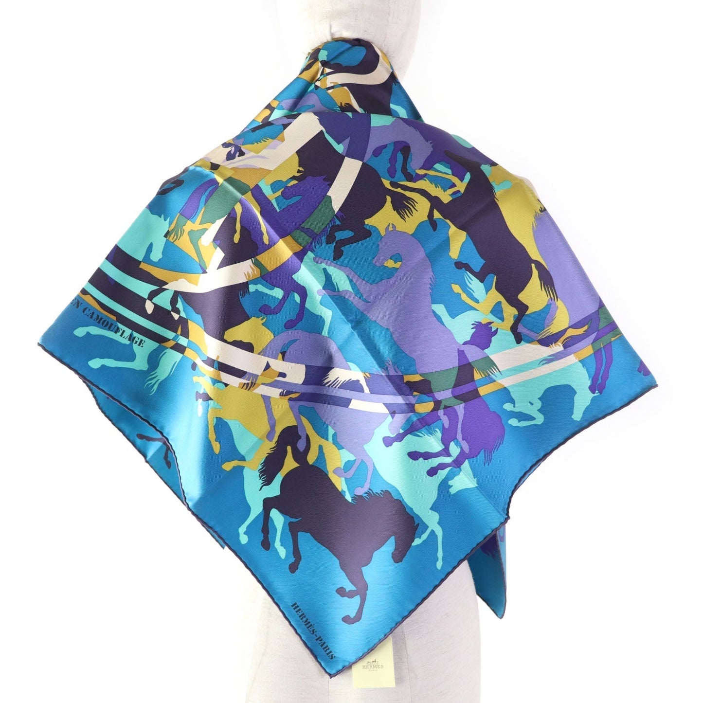 HERMES scarf Main: 100% silk CANARD/TURQUOISE/VIOLET Bookplate Carre90 Women Used