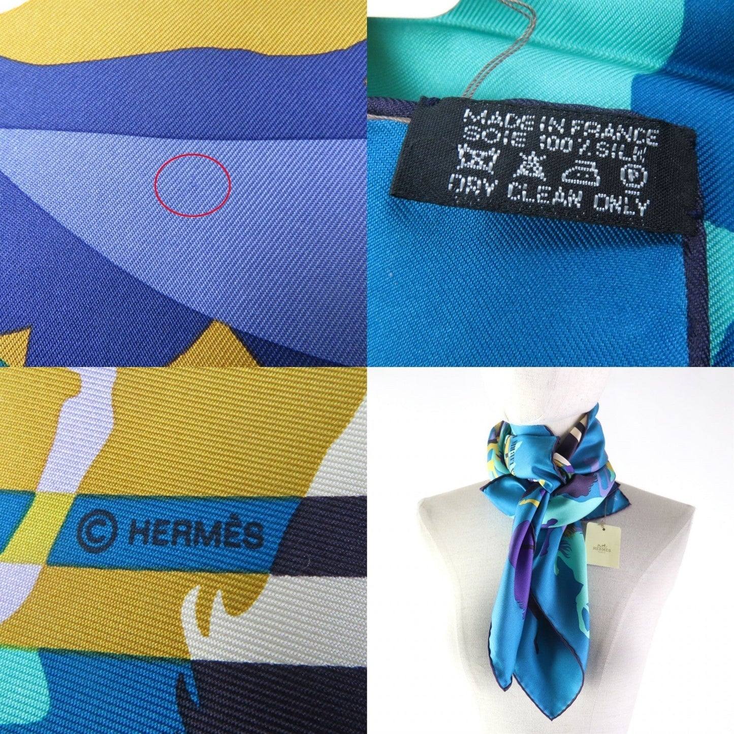 HERMES scarf Main: 100% silk CANARD/TURQUOISE/VIOLET Bookplate Carre90 Women Used
