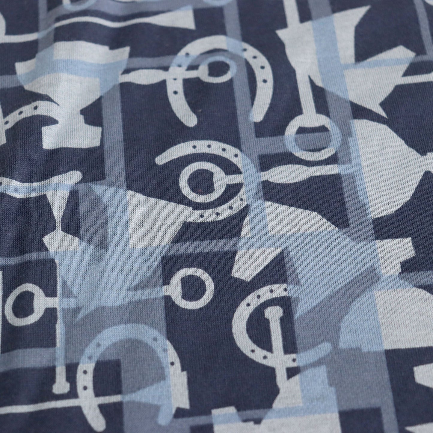 HERMES Short sleeve T-shirt 02-5774 cotton Blue type M