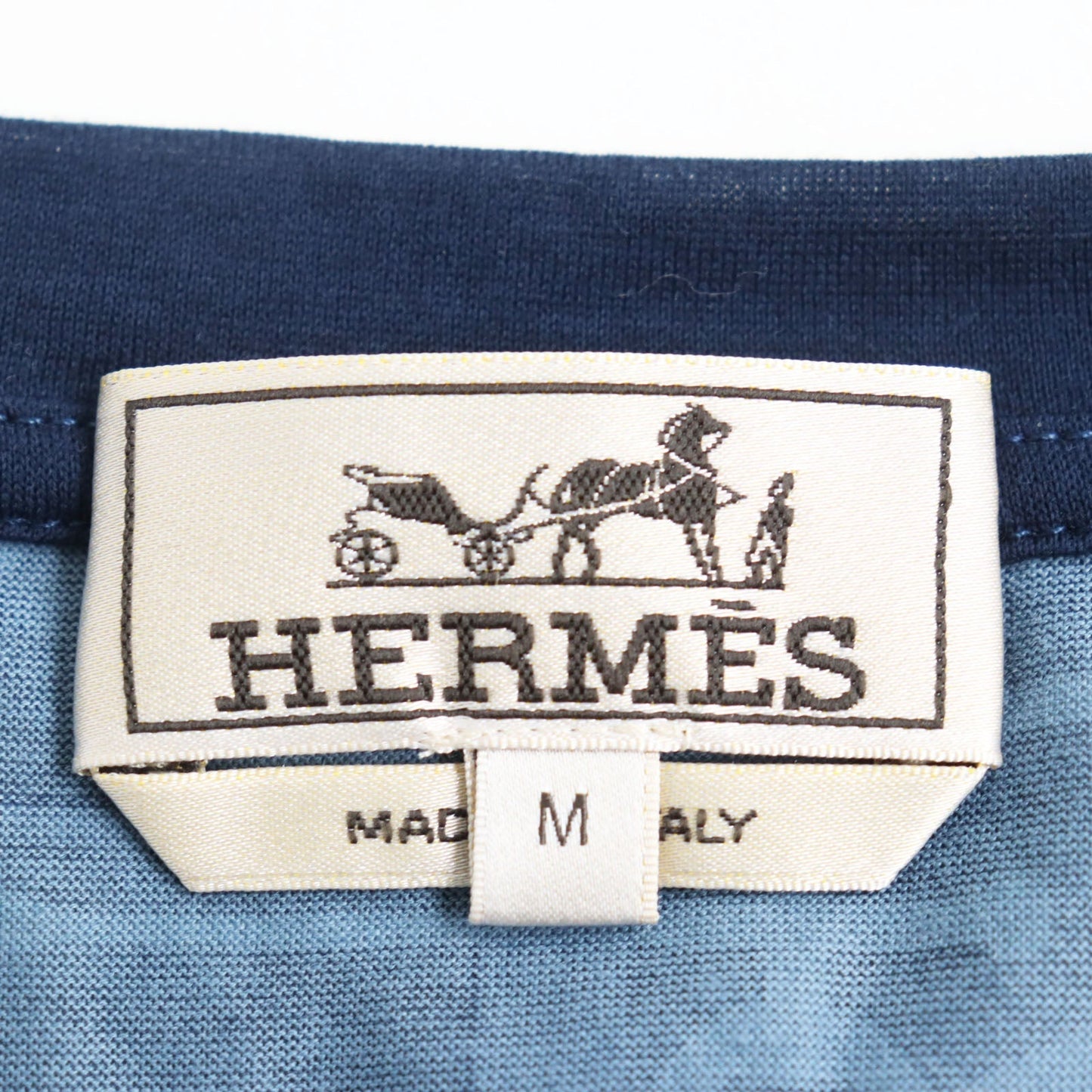 HERMES Short sleeve T-shirt 02-5774 cotton Blue type M
