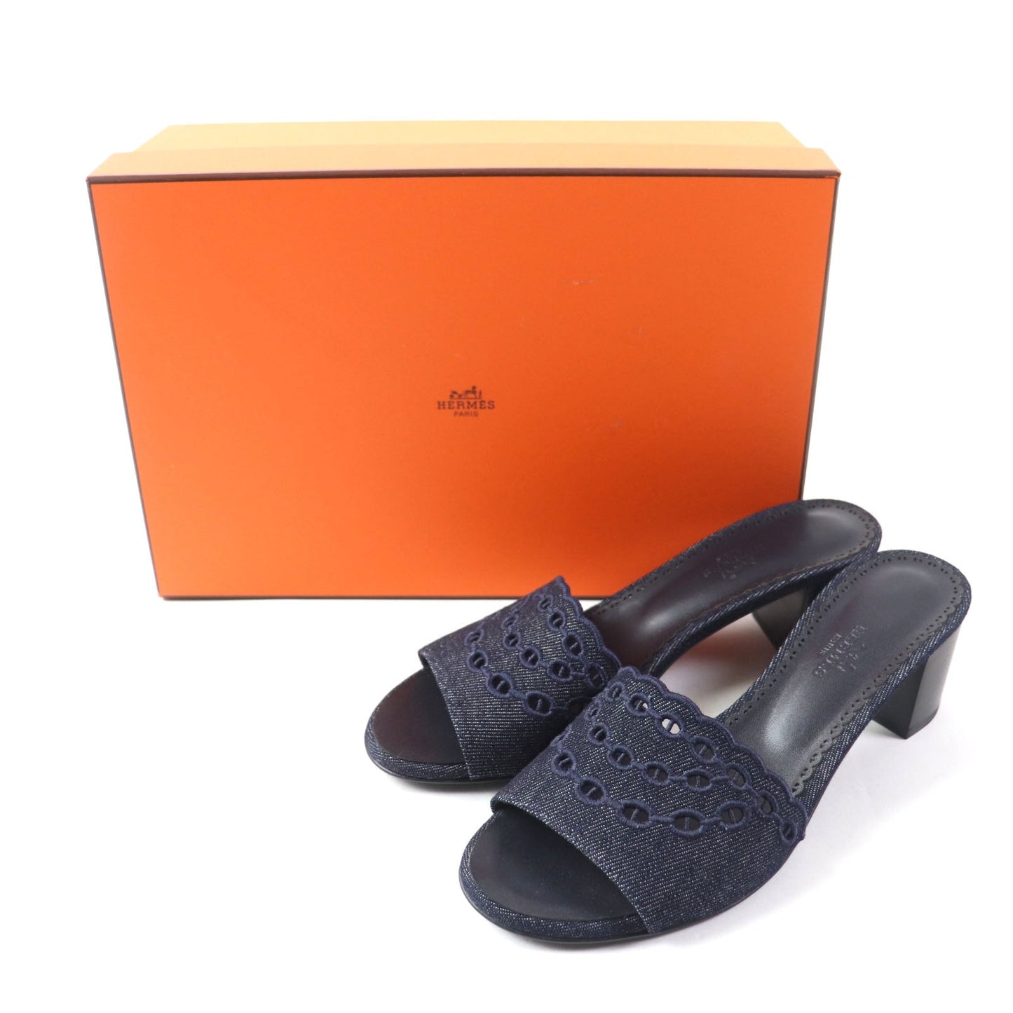 HERMES Sandals denim Indigo Gladys 45 38