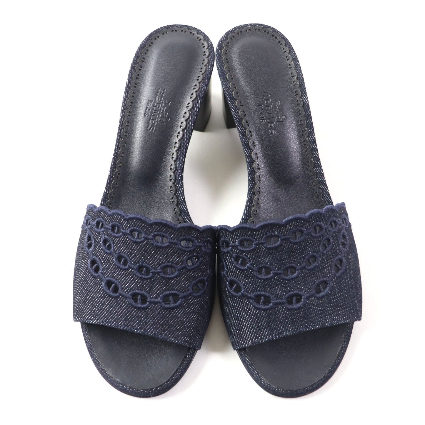 HERMES Sandals denim Indigo Gladys 45 38