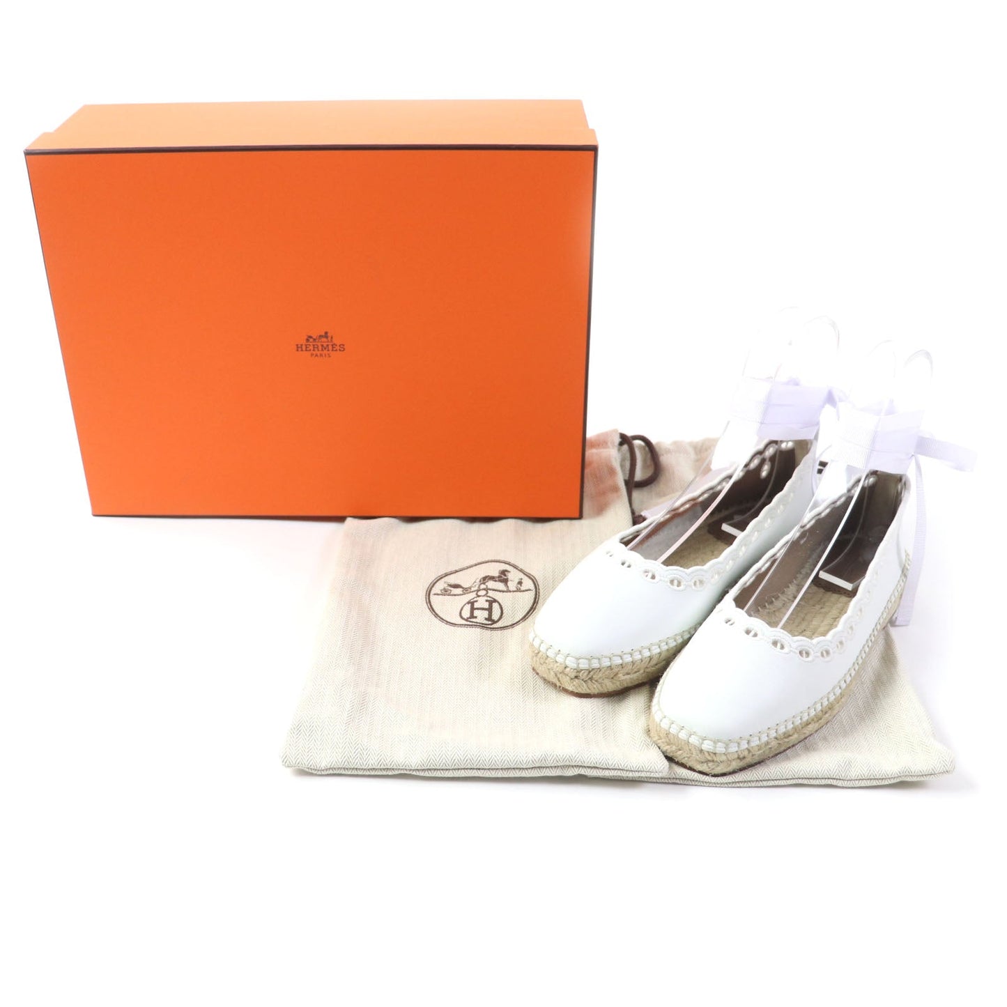 HERMES Leather shoes leather white Guapa 36