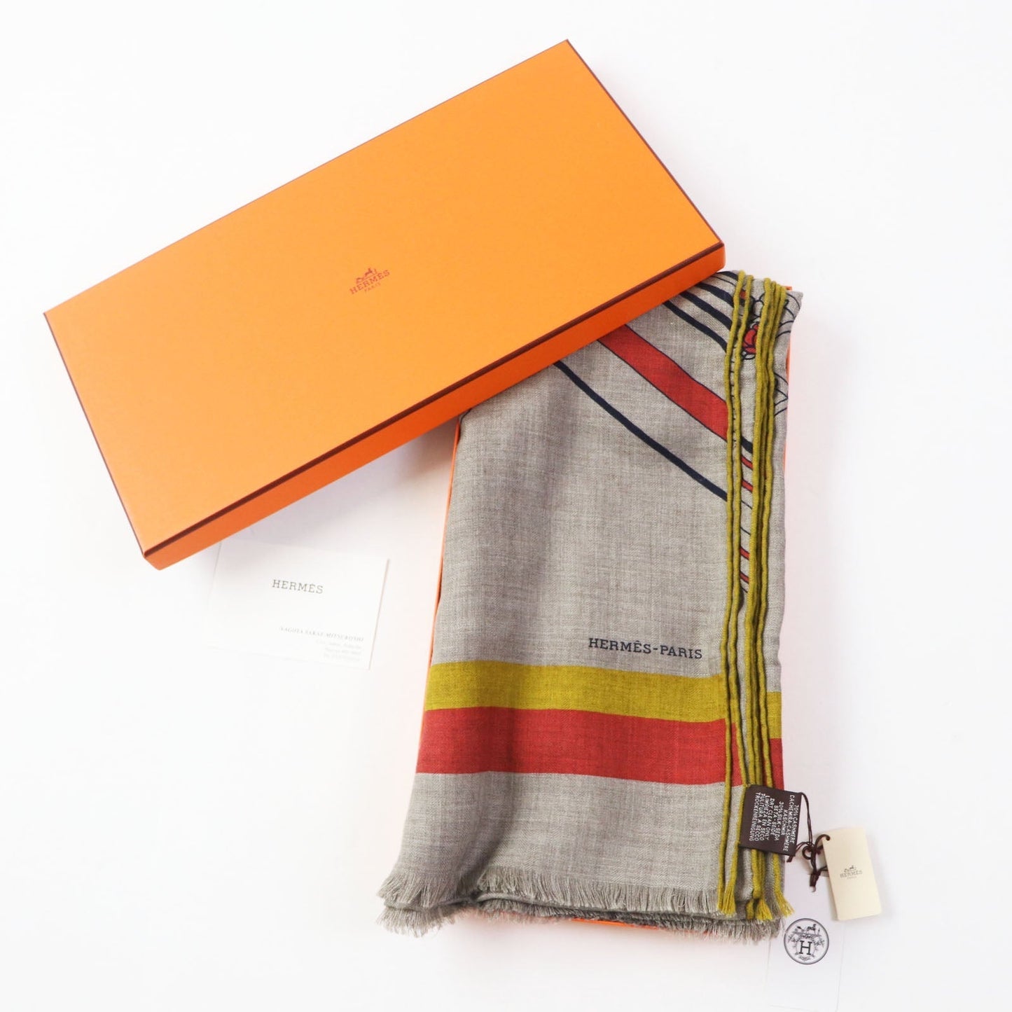 HERMES Stall cashmere Multi Rectangle Sangles en Zigzag