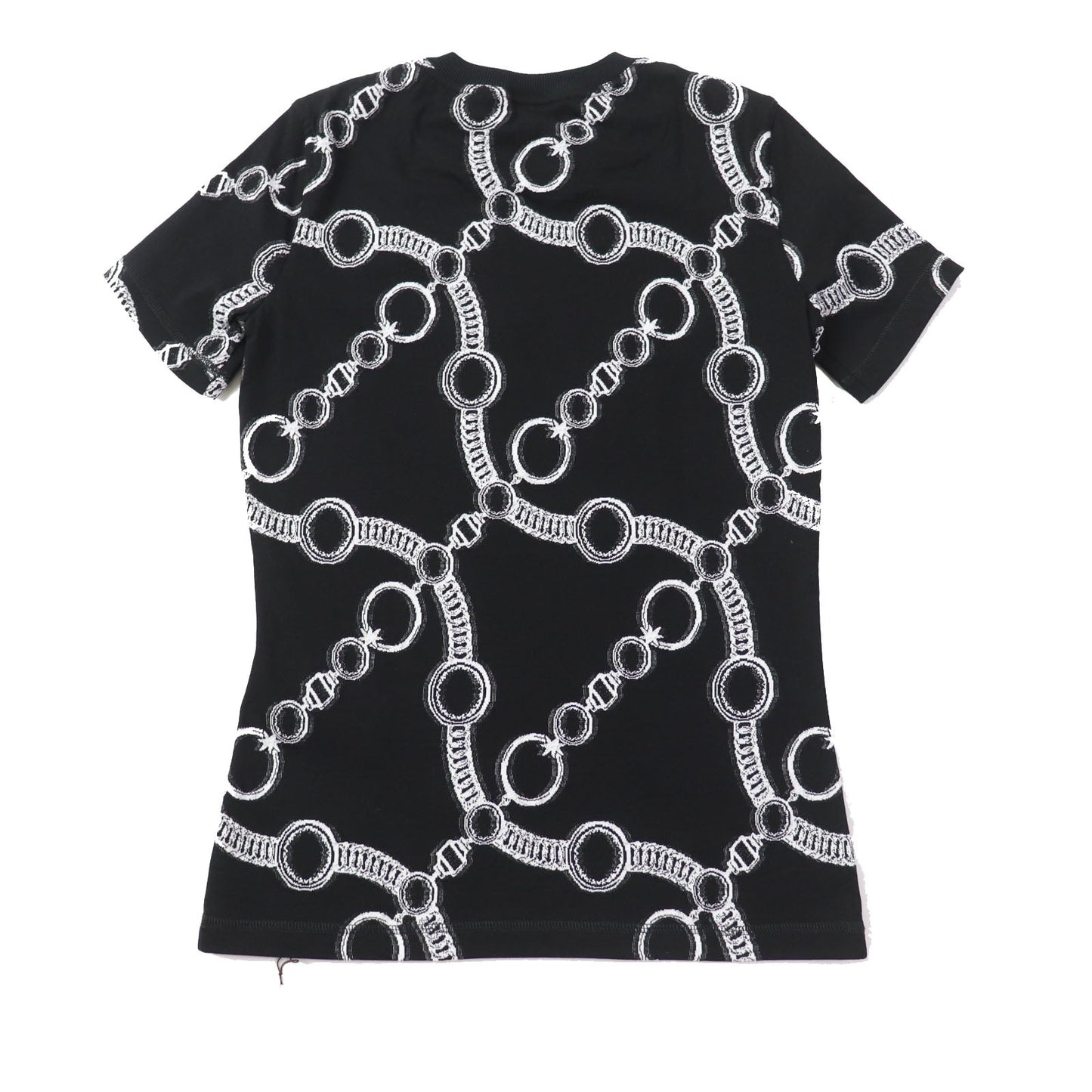 HERMES Short sleeve T-shirt 2E4600D2 cotton Black White Nadge Chain 34