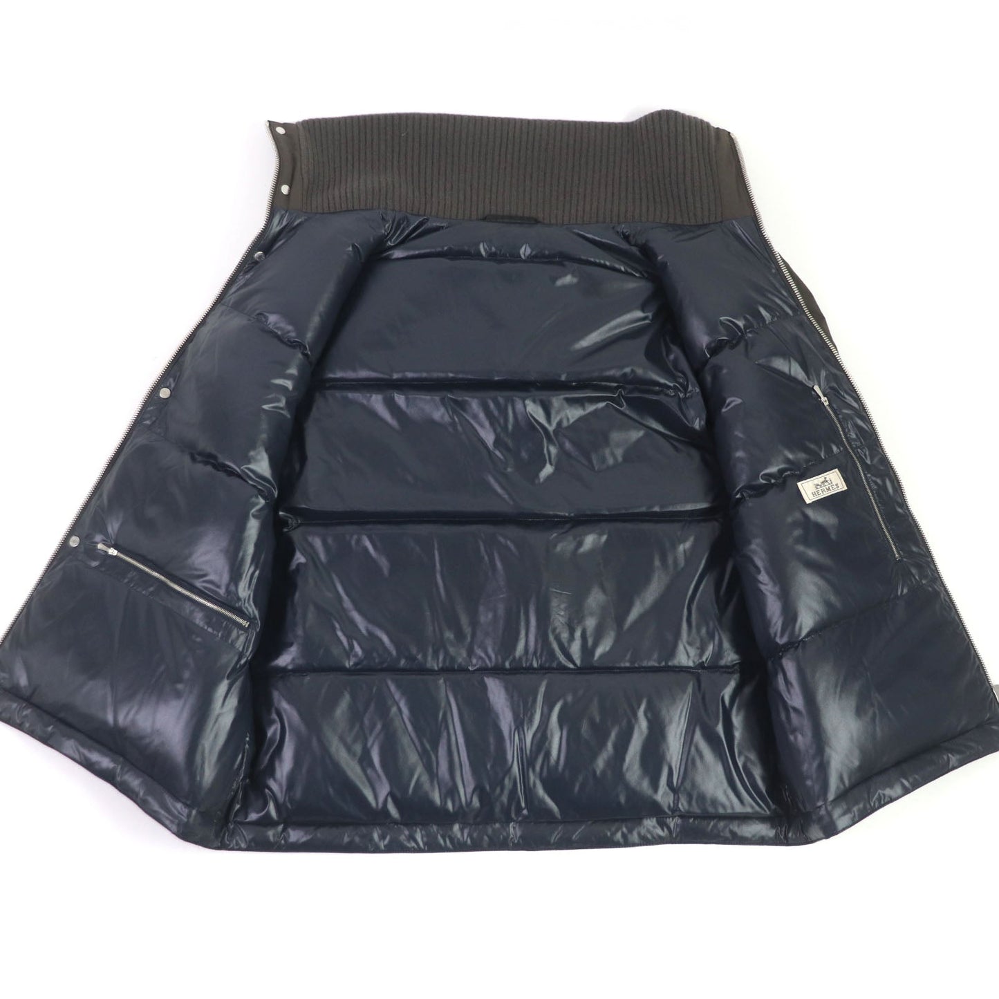 HERMES Down vest Nylon Brown type 50