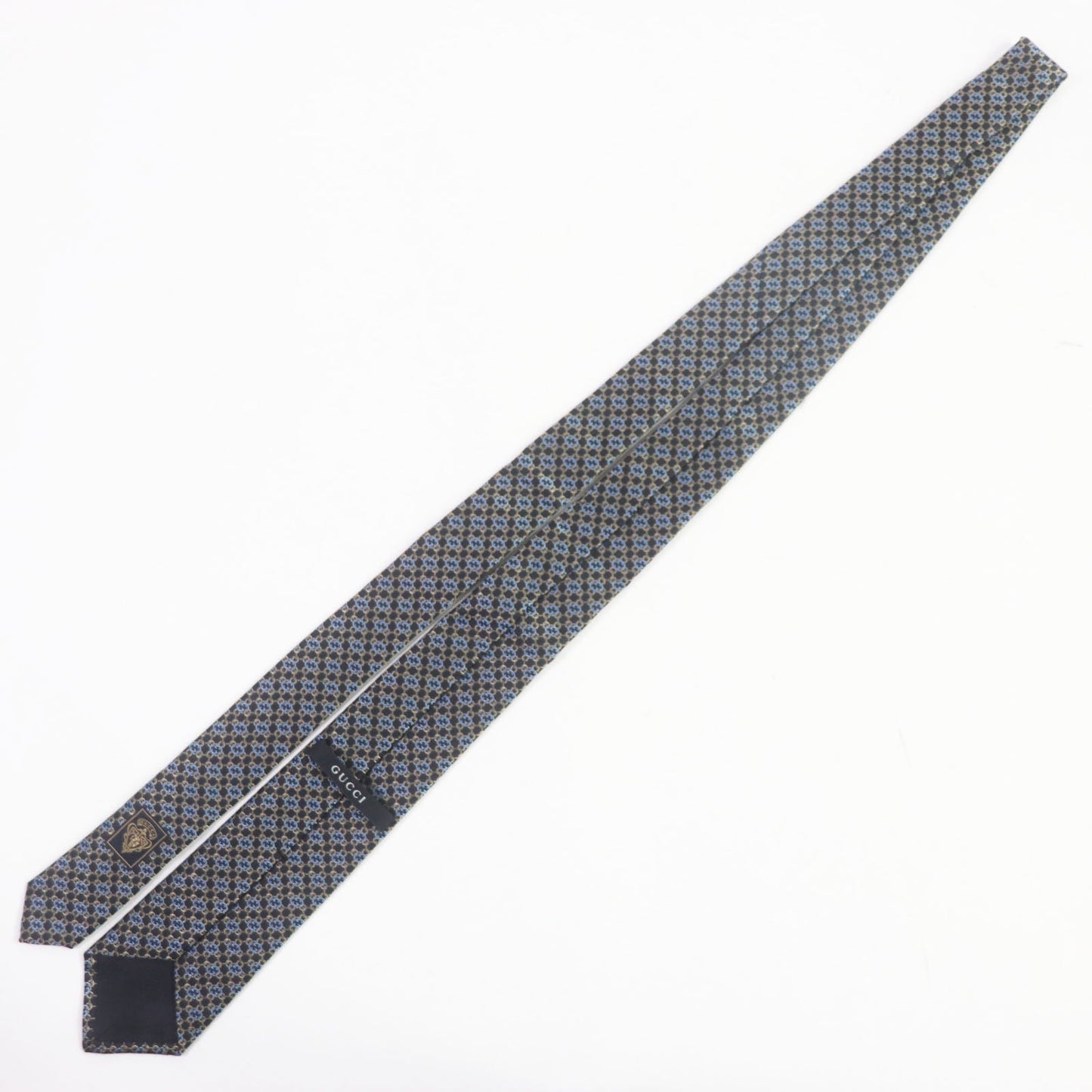 GUCCI tie 351796 silk Black Gold Blue