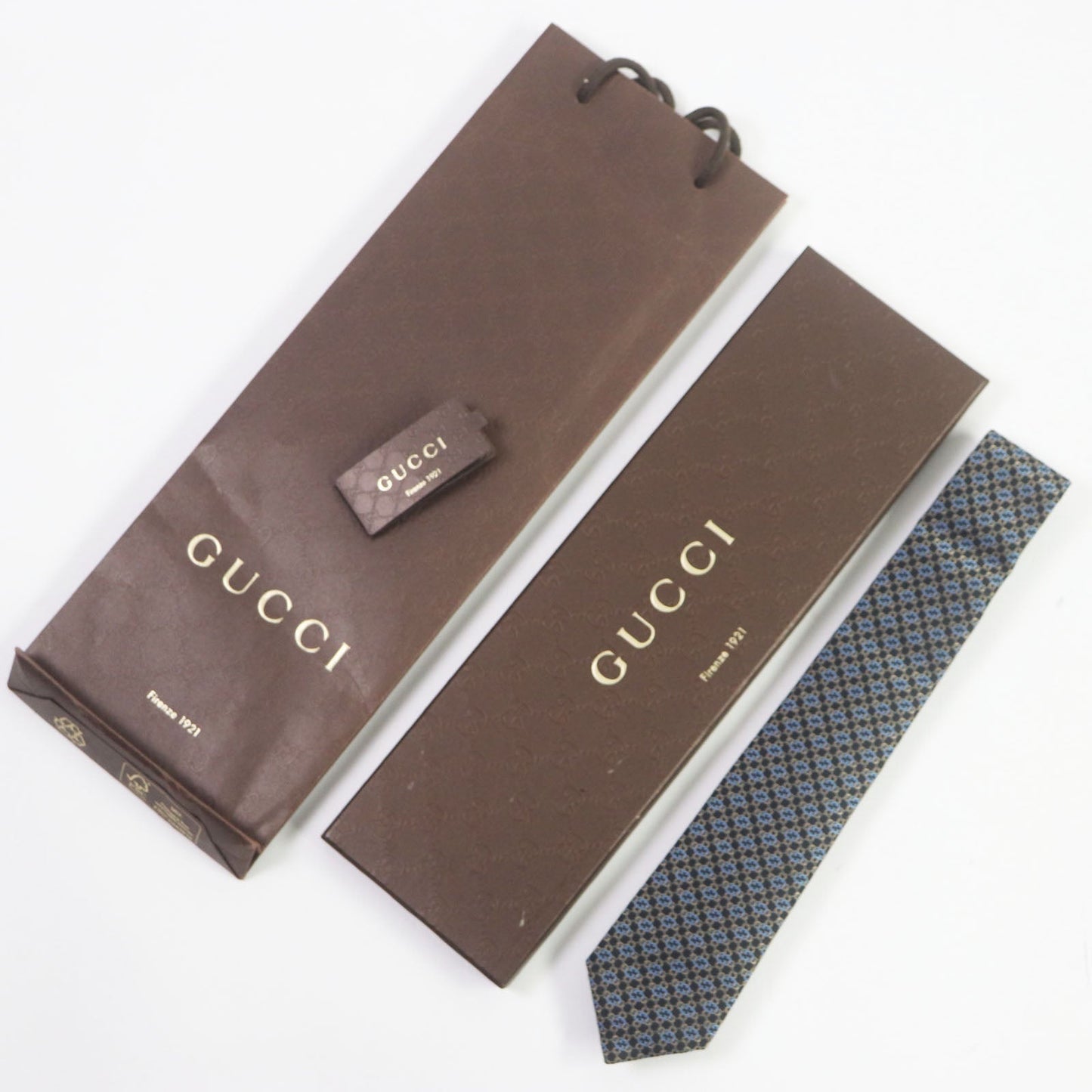 GUCCI tie 351796 silk Black Gold Blue