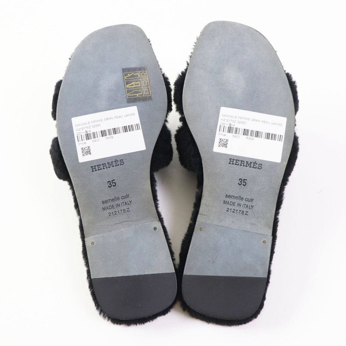 HERMES Sandals H212178Z Ramfer black Oran 35