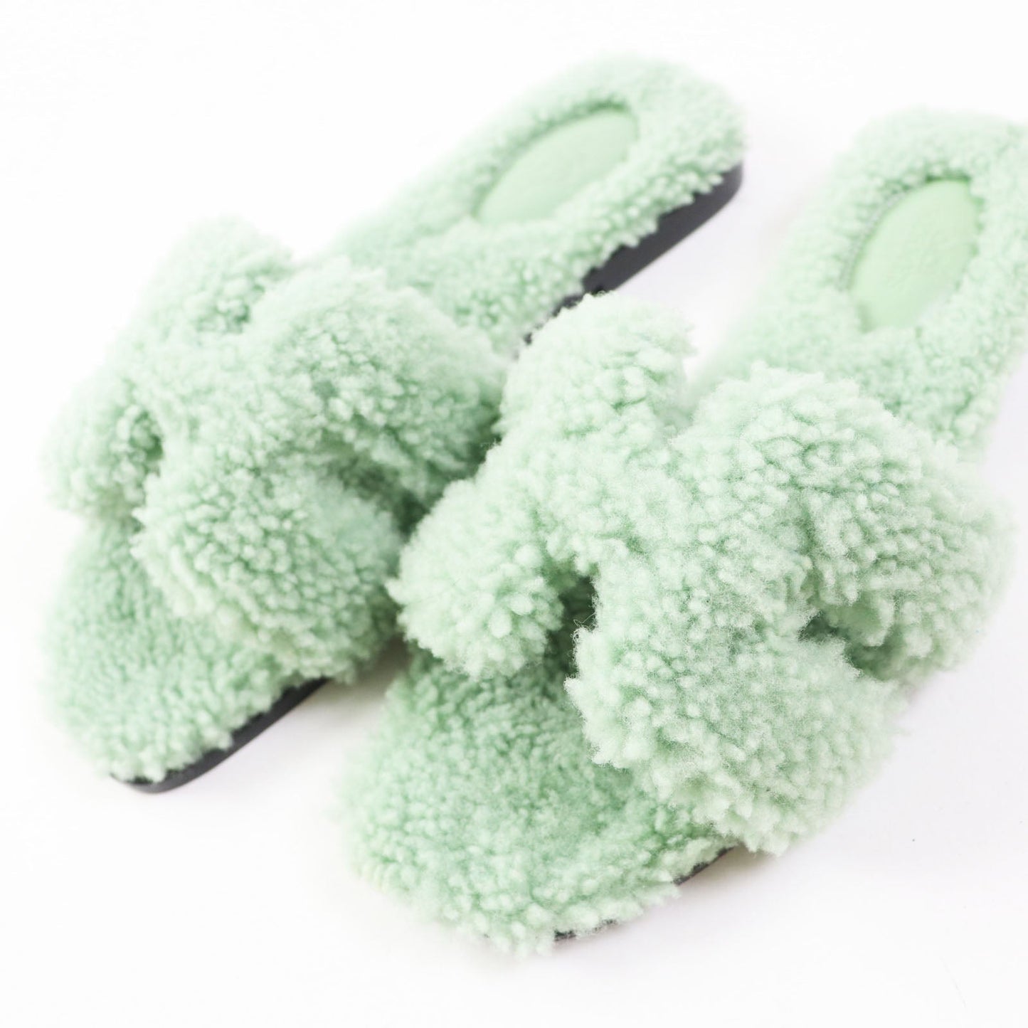 HERMES Sandals H212178Z Ramfer Light green type Oran 37