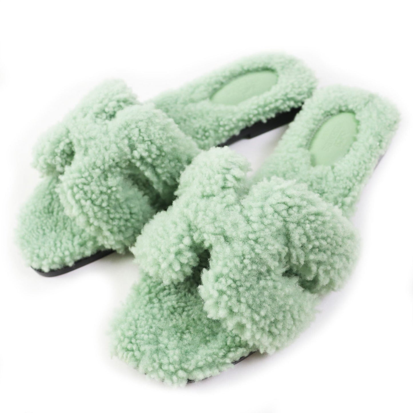 HERMES Sandals H212178Z Ramfer Light green type Oran 37