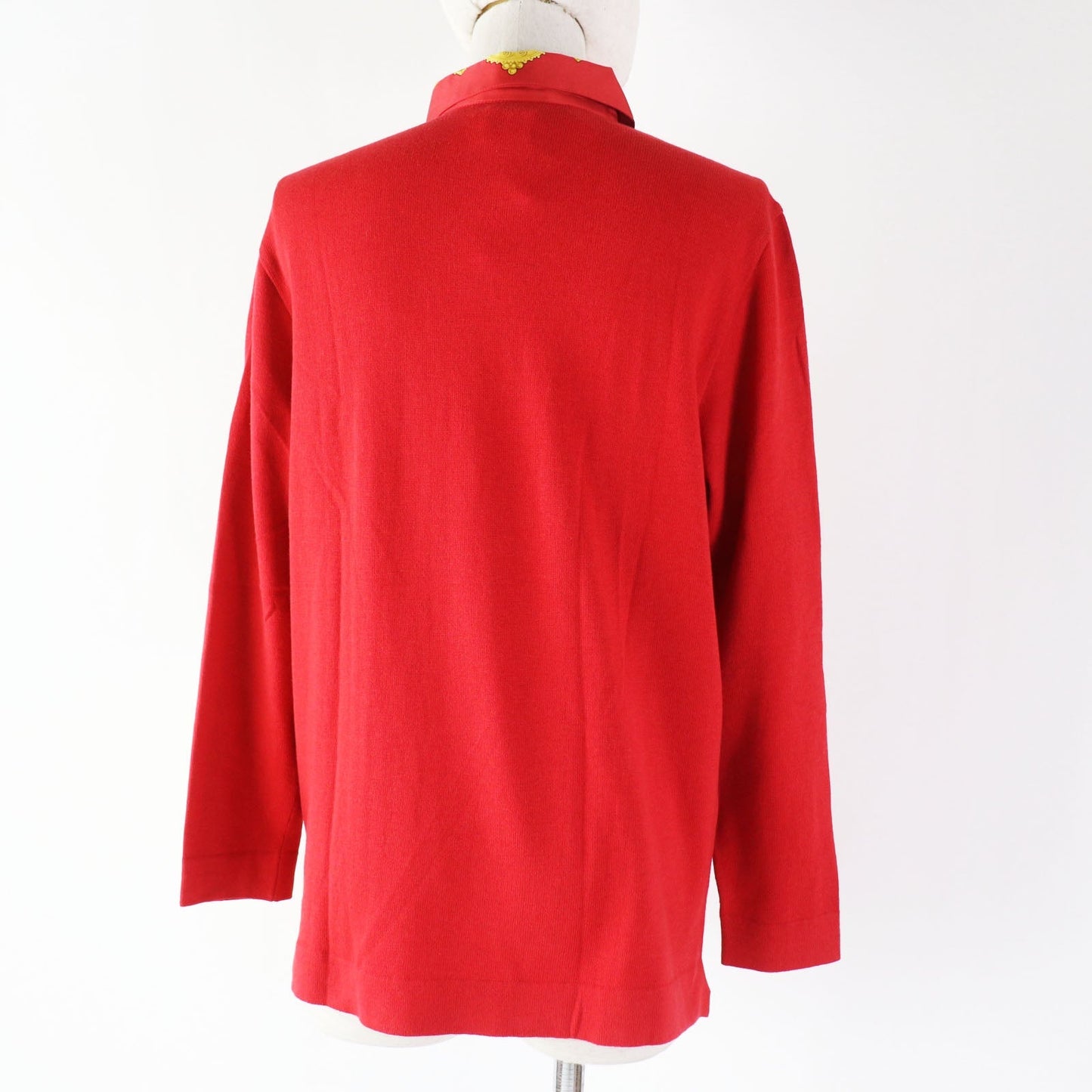 HERMES Long sleeve shirt silk Red type Parures Des Sables Desert Accessories S