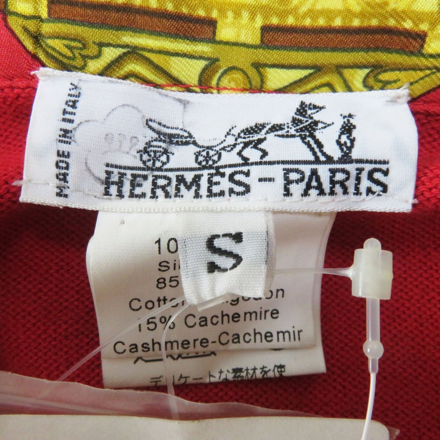 HERMES Long sleeve shirt silk Red type Parures Des Sables Desert Accessories S