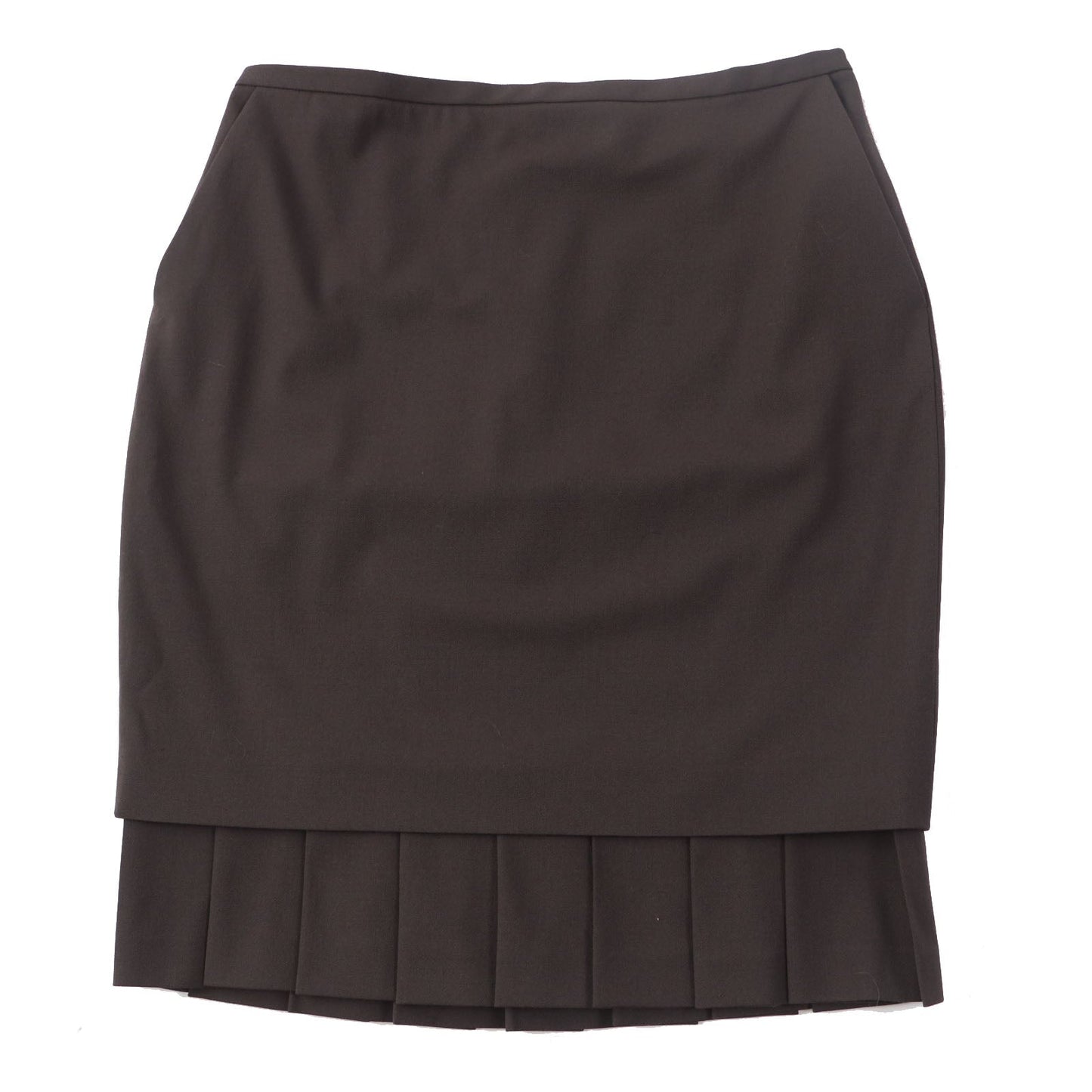 HERMES Tight Skirt wool Brown 42