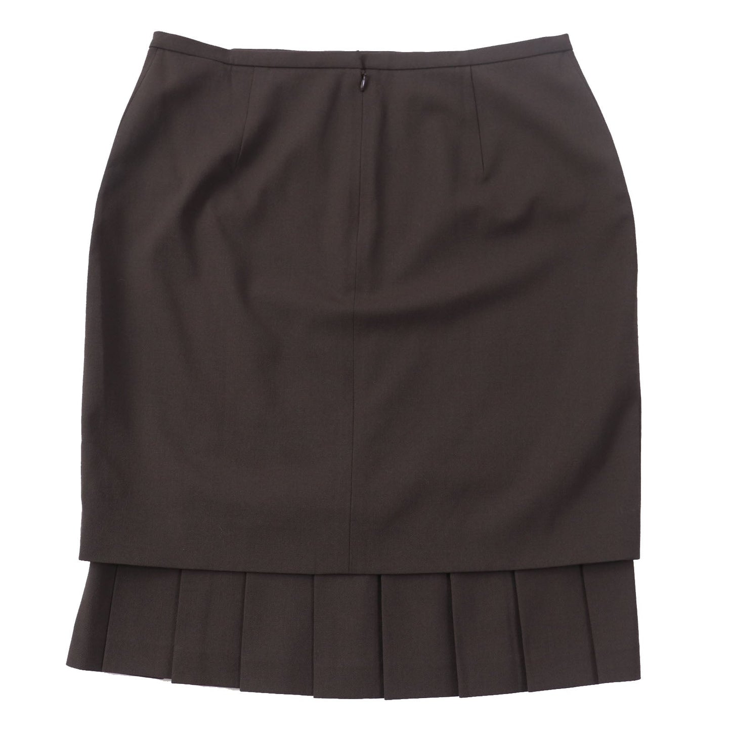 HERMES Tight Skirt wool Brown 42