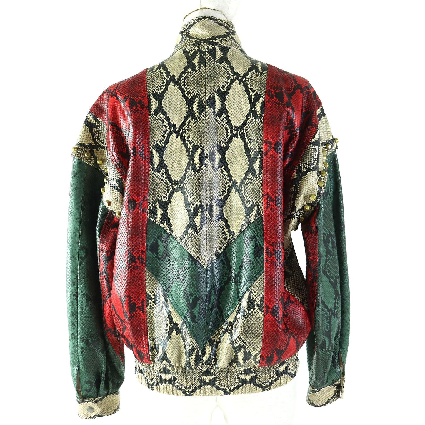 GUCCI Bomber jacket 539488 Cowhide Beige green red 38